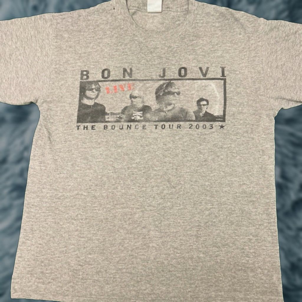 Vintage VINTAGE Bon Jovi Bounce World Tour 2003 VTG Band Tee Shirt Mens Medium Gray 90s Rock Band Mens Size US M / EU 48-50 / 2 - 1 Thumbnail