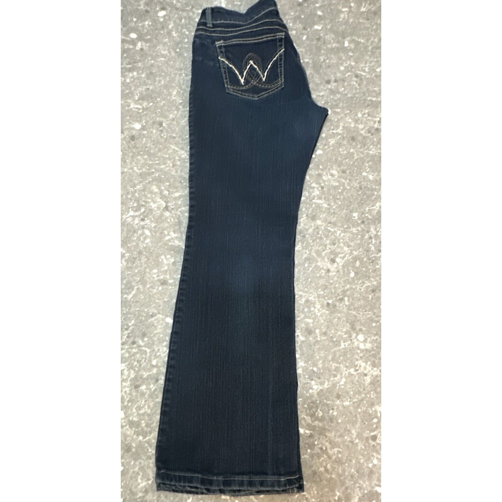 Wrangler VINTAGE Wrangler Jeans Bootcut Jeans Dark Wash 36x30.5 13/14x32 Women Mid Rise Stretch 5-Pocket Logo Cowgirl Western 80s 90s Size 34" / US 12 / IT 48 - 4 Thumbnail