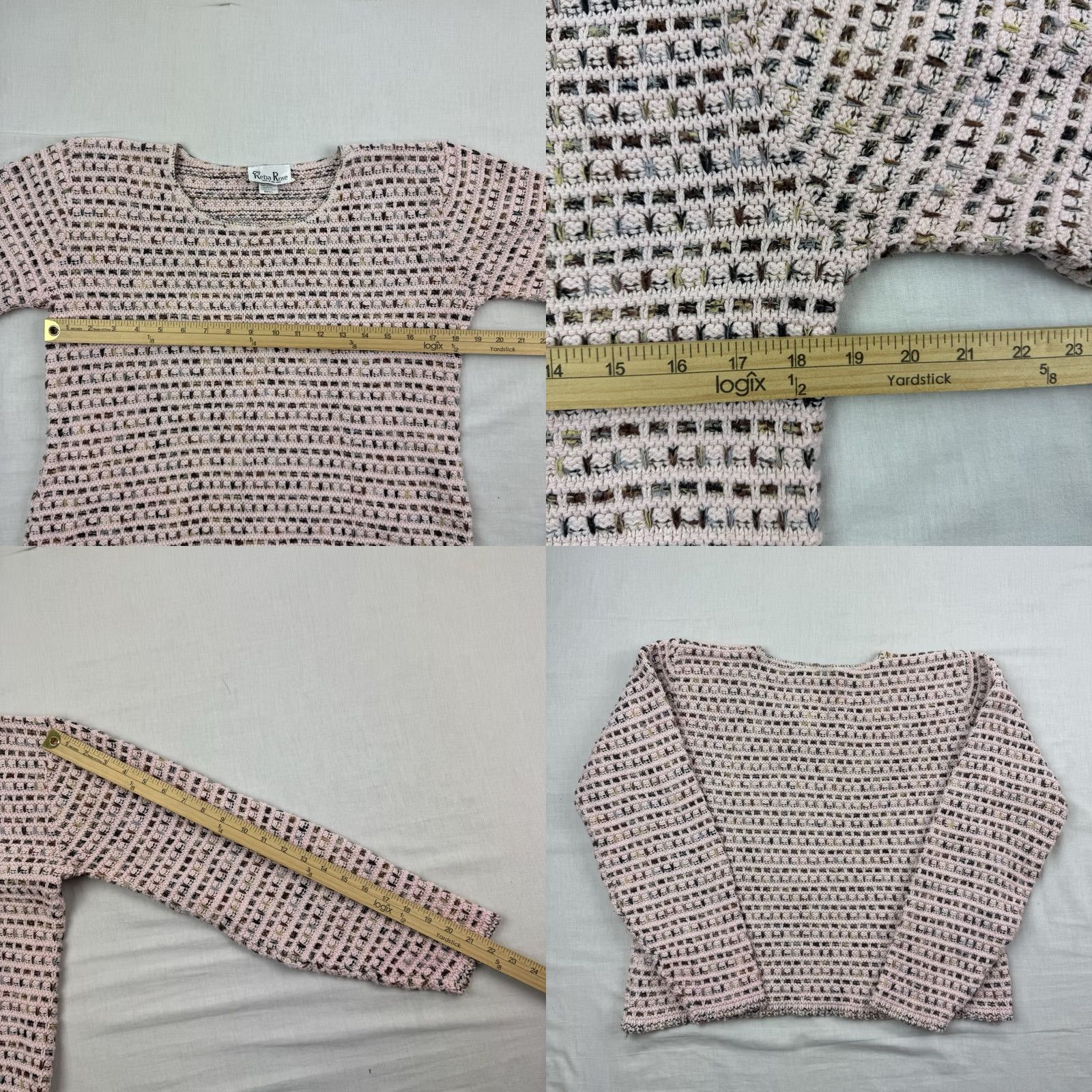 Vintage VINTAGE Reba Rose Sweater Womens Small Pink 80s USA Pullover Knits Cotton Long Sleeve Round Neck Womens Size S / US 4 / IT 40 - 8 Thumbnail