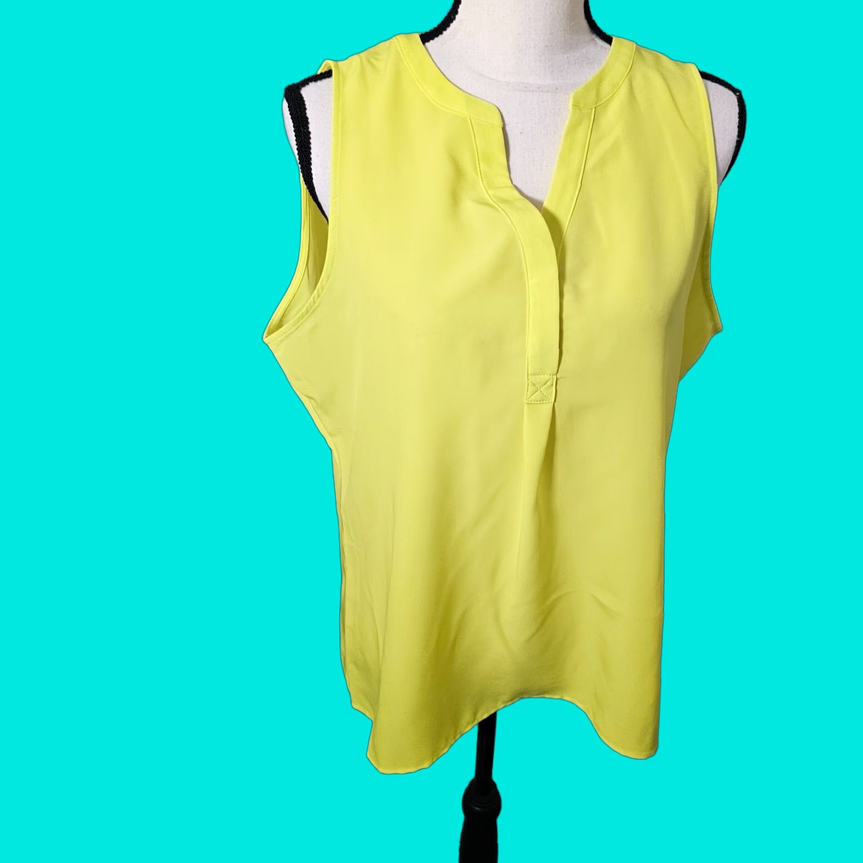 Vintage Crown & Ivy Tunic Blouse V-Neck Sleeveless Tie Dye Yellow L Summer Womens Size L / US 10 / IT 46 - 1 Thumbnail