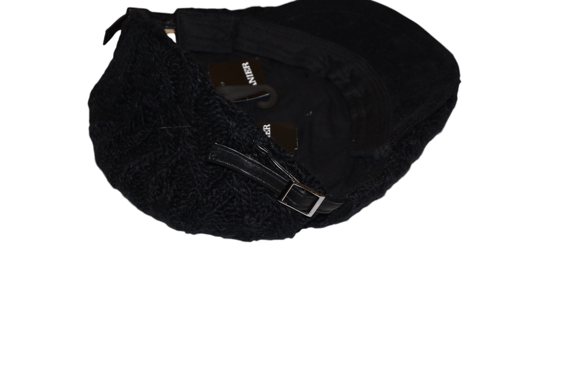 Danier Danier Black Noir Wool Blend Chunky Crochet Knit Flat Cap Size ONE SIZE - 11 Thumbnail