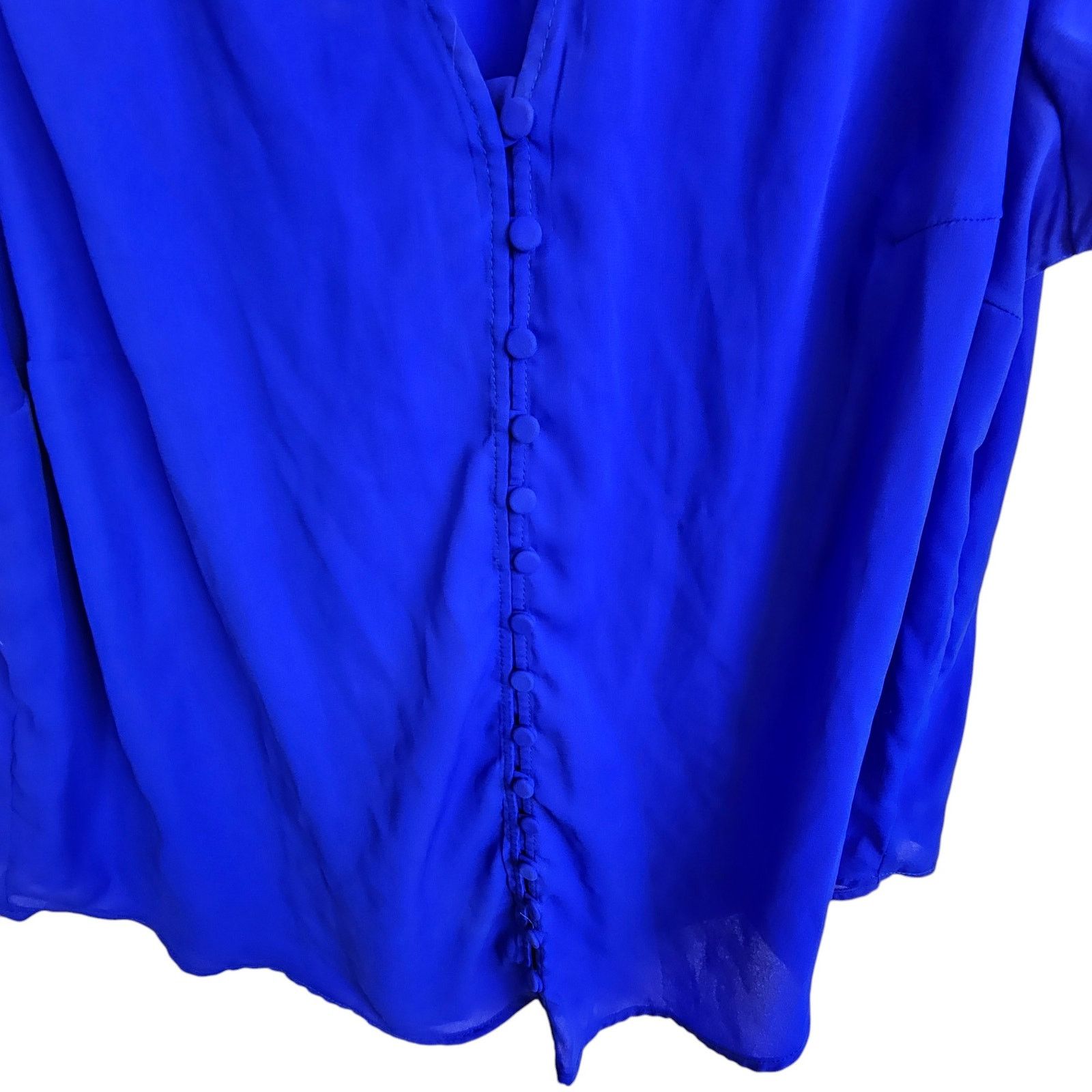 Corridor Torrid Womens Button Front Blouse Size 0X Cobalt Career Corp Size XL / US 12-14 / IT 48-50 - 3 Thumbnail