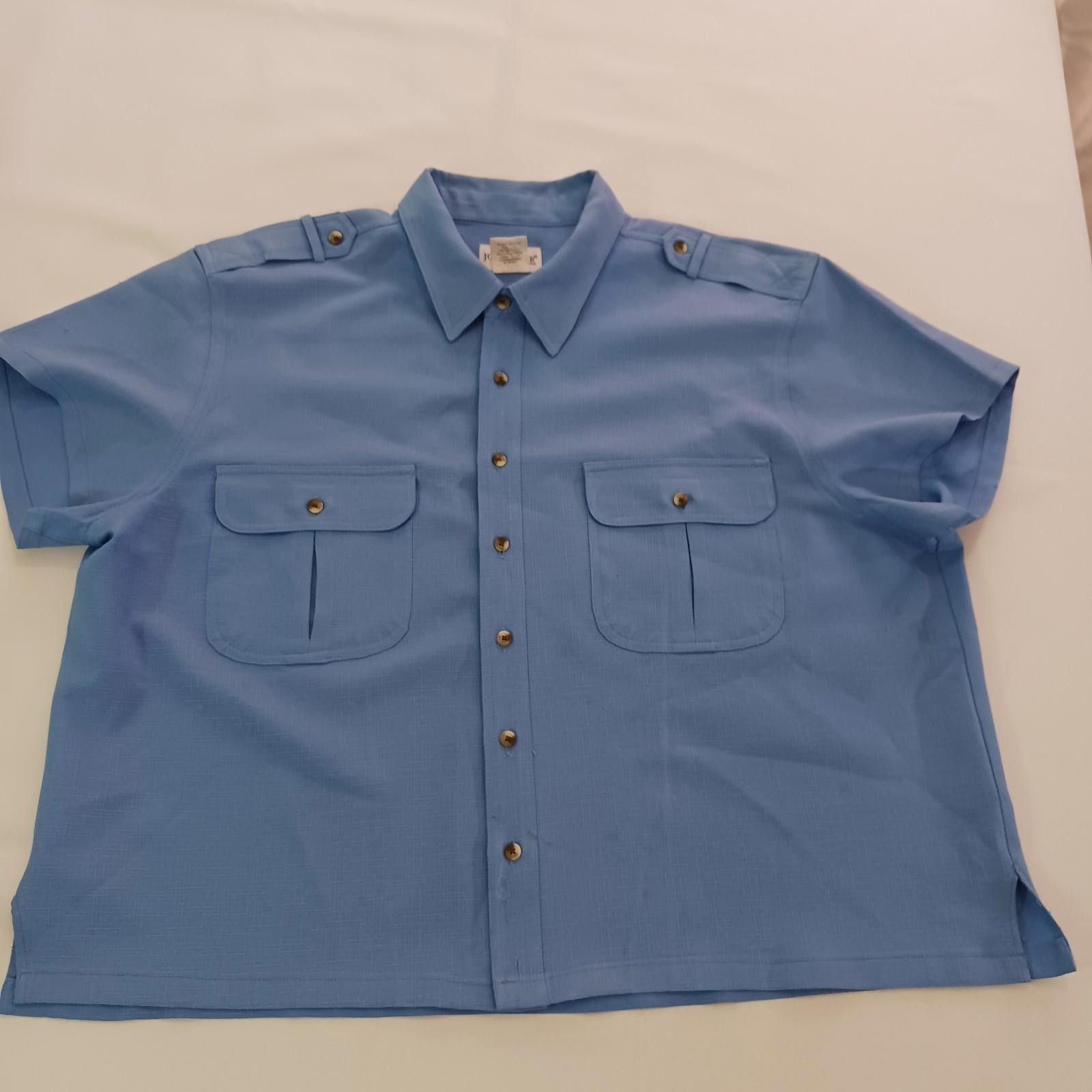 Designer Vintage John Blair Men's Blue Pockets Short Sleeve Shirt 2XL Size US XXL / EU 58 / 5 - 9 Thumbnail