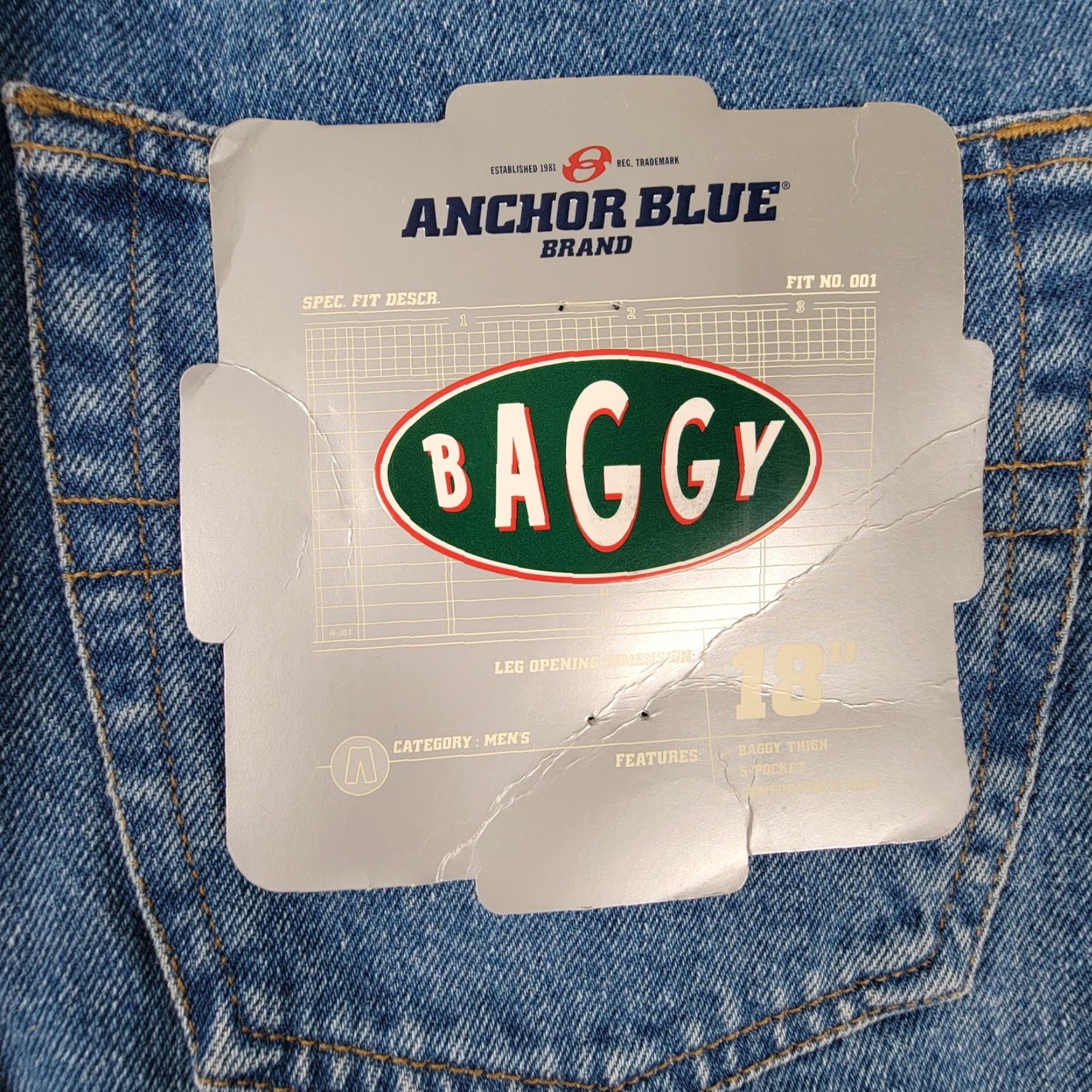 Anchor Blue VINTAGE Anchor Blue Jeans Baggy Denim 34x32 Mens Regular 5-Pocket Blue Cotton Denim Baggy Comfortable Knee 90s Size US 34 / EU 50 - 5 Thumbnail