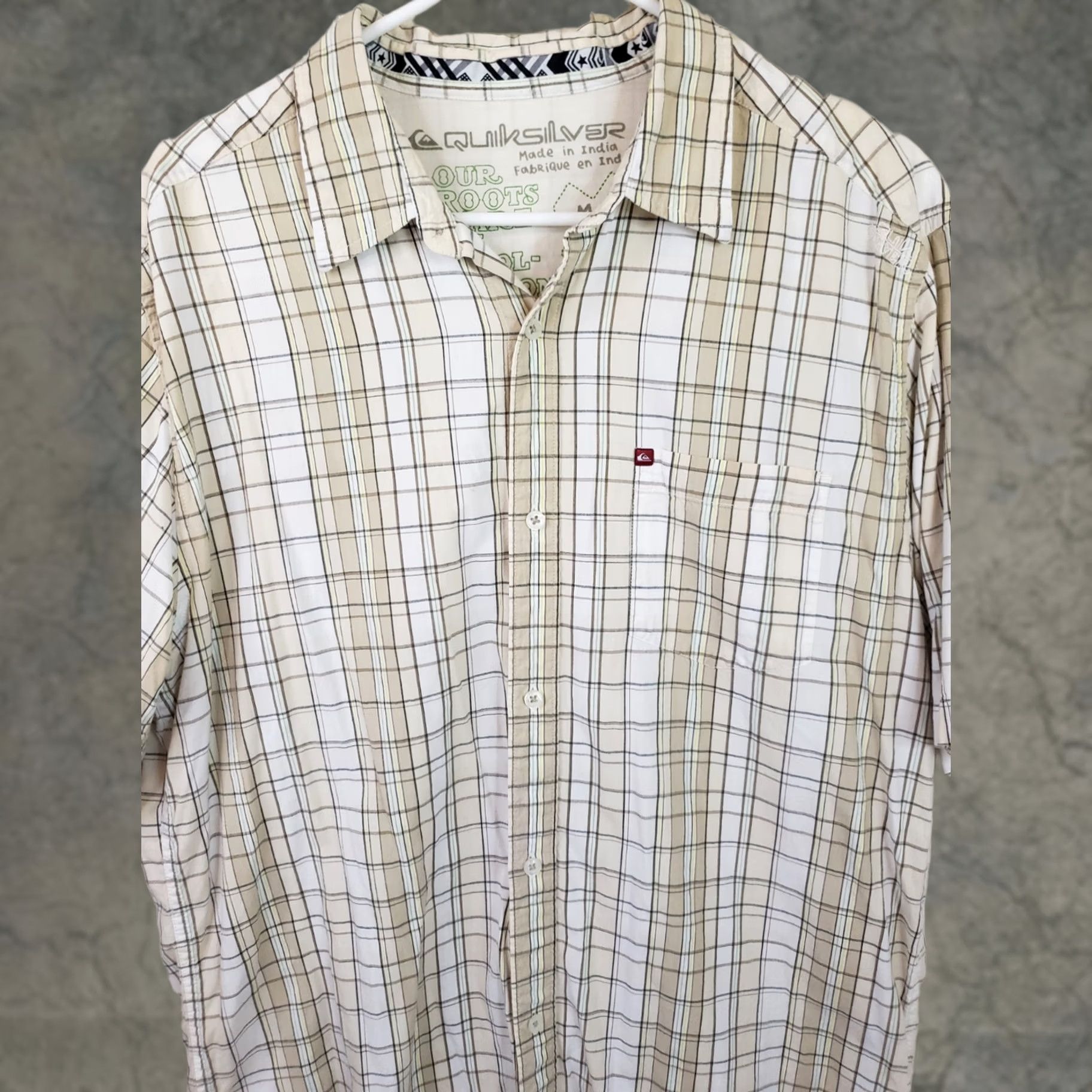 Quiksilver Quiksilver Shirt Men’s M Beige Green Plaid Button-Up Short Sleeve Casual Cotton Multicolor Button-Down Collar 90s Beach Outdoor Mens Regular Size US M / EU 48-50 / 2 - 1 Thumbnail