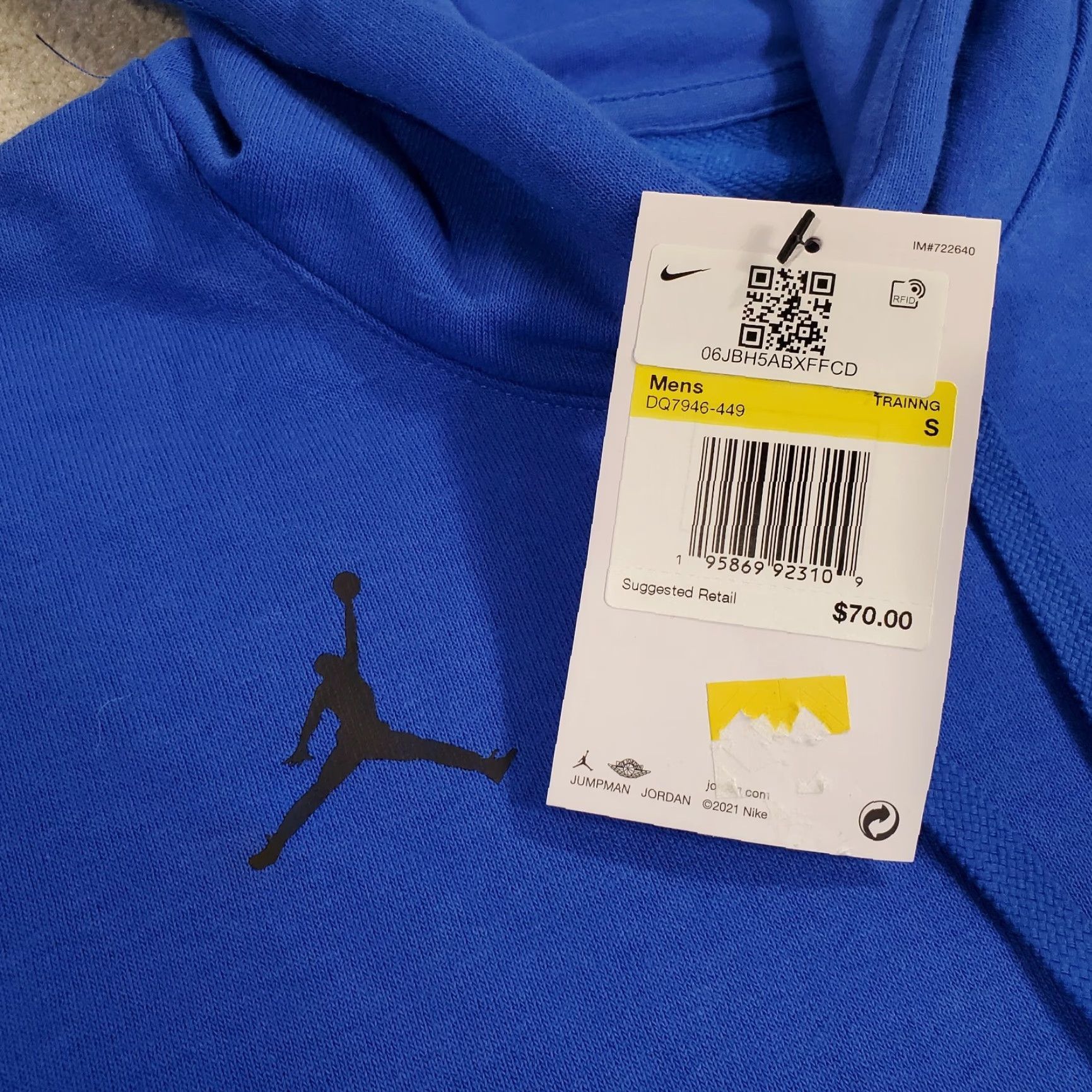 Jordan Brand Nike Air Jordan Sleeveless Hoodie Mens Small Blue Training Sweatshirt DQ7946 449 Size US S / EU 44-46 / 1 - 3 Thumbnail