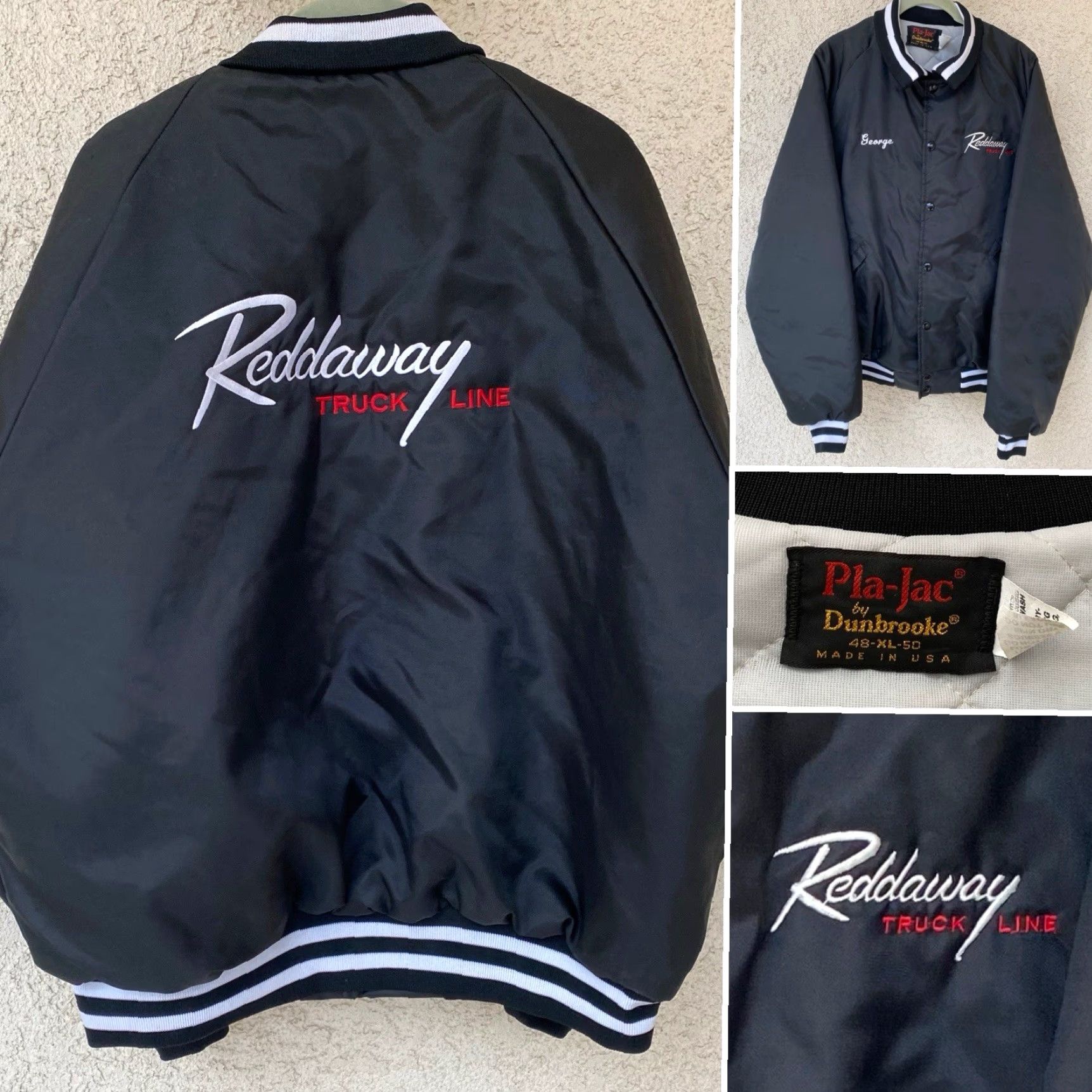 Dunbrooke VINTAGE Pla-Jac Dunbrooke Reddaway Truck Line Bomber Varsity Jacket Black XL Mens Size US XL / EU 56 / 4 - 2 Thumbnail