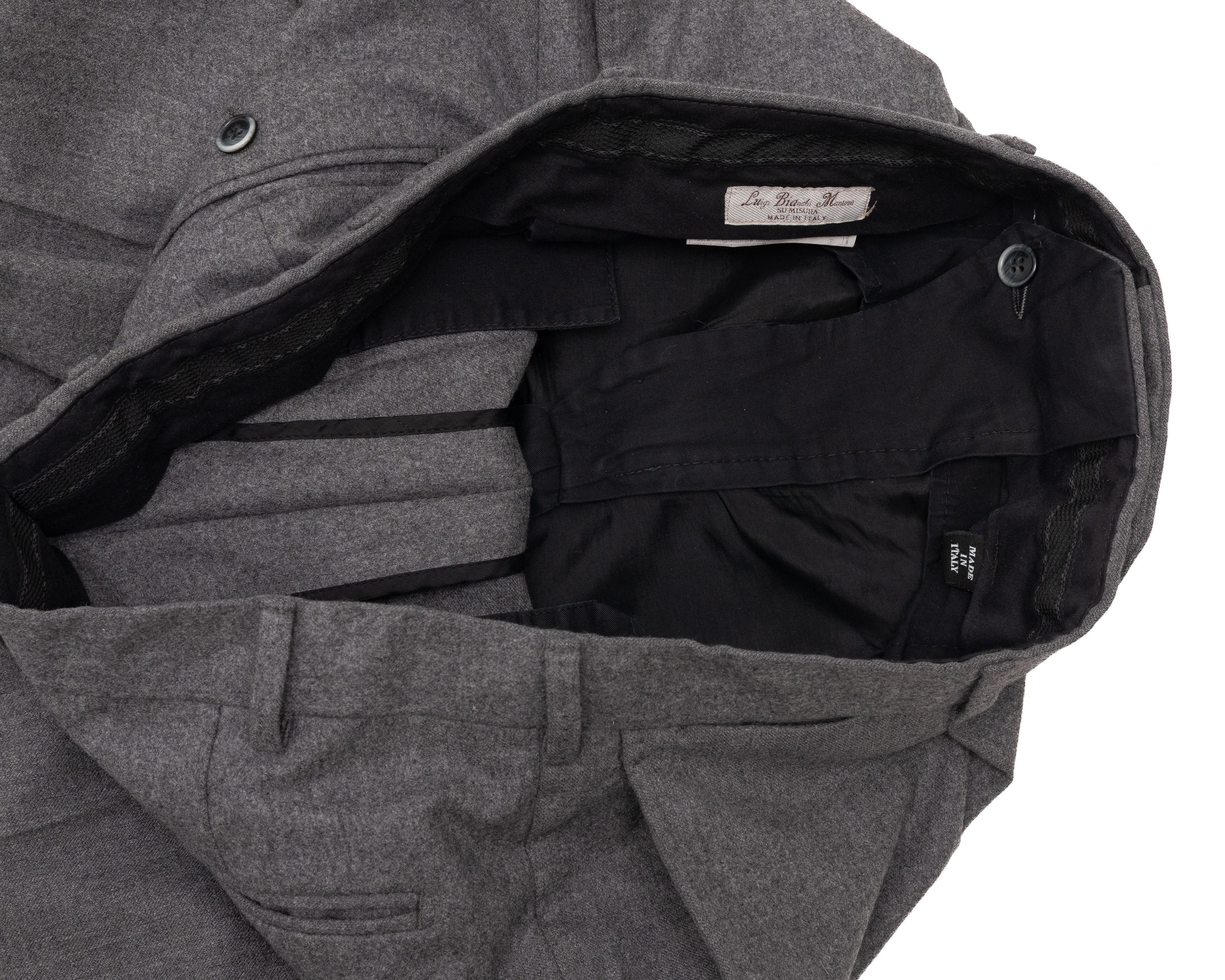 Luigi Bianchi LUIGI BIANCHI MANTOVA Grey Wool Wide Pleated Trosers Size US 34 / EU 50 - 3 Thumbnail