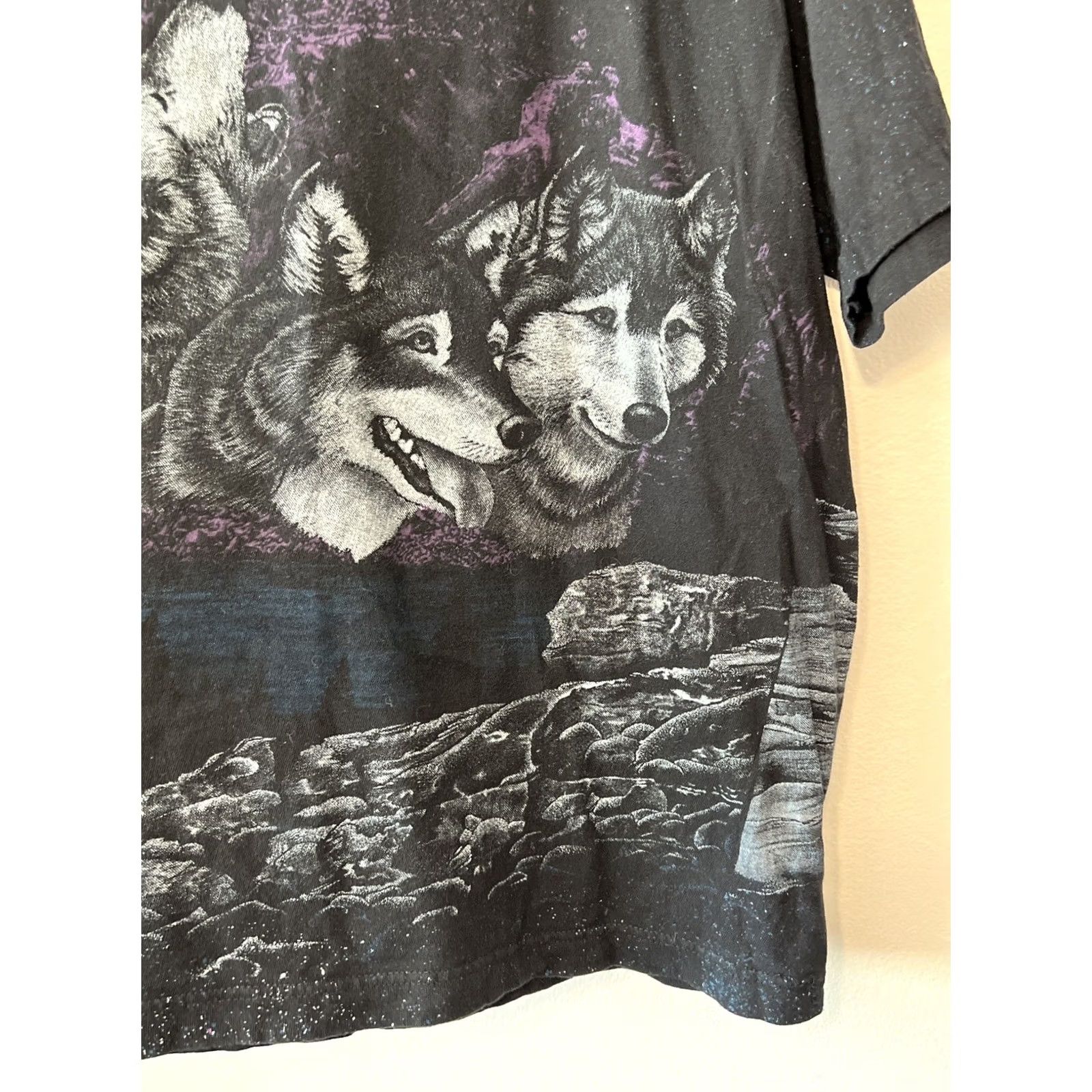Vintage VINTAGE Wolf Pack All Over Print T Shirt Nature Moon AOP Fade Black XL Caribbean Dream Men T-Shirt Short Sleeve Crew Neck 1990s Graphic Print Size US XL / EU 56 / 4 - 4 Thumbnail