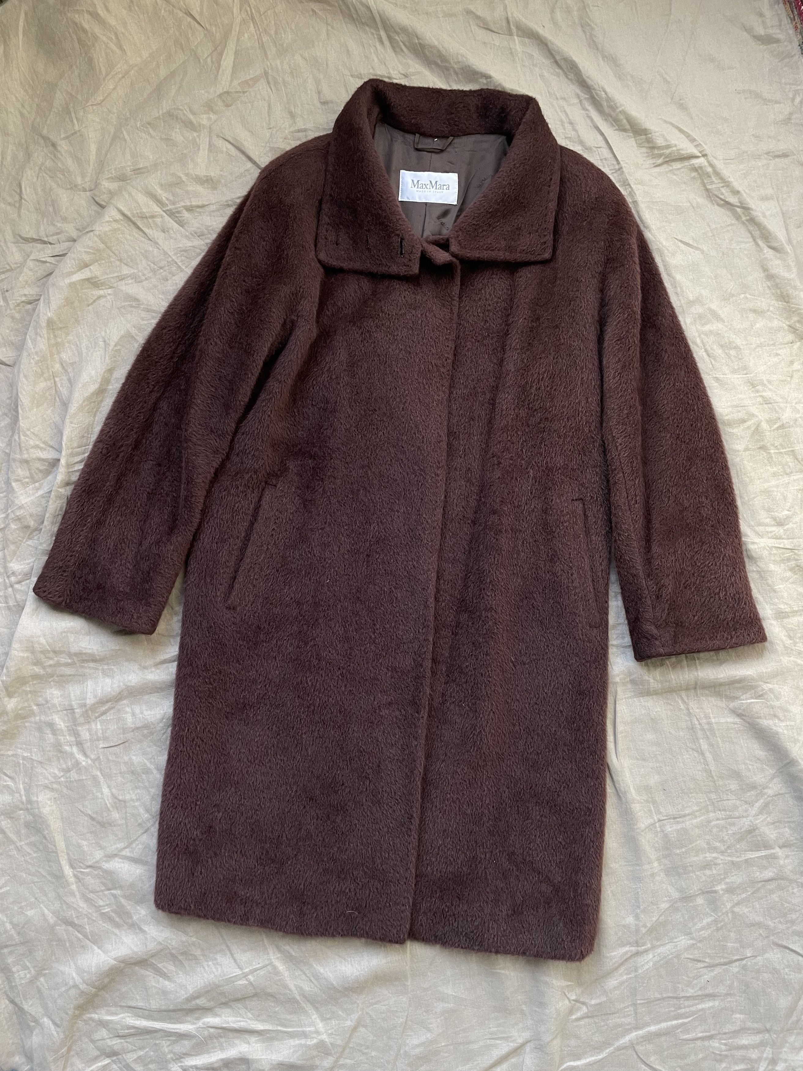 Image of Cashmere Wool Max Mara Alpaca Wool Long Coat 6148Ac in Brown, Women's (Size XL)