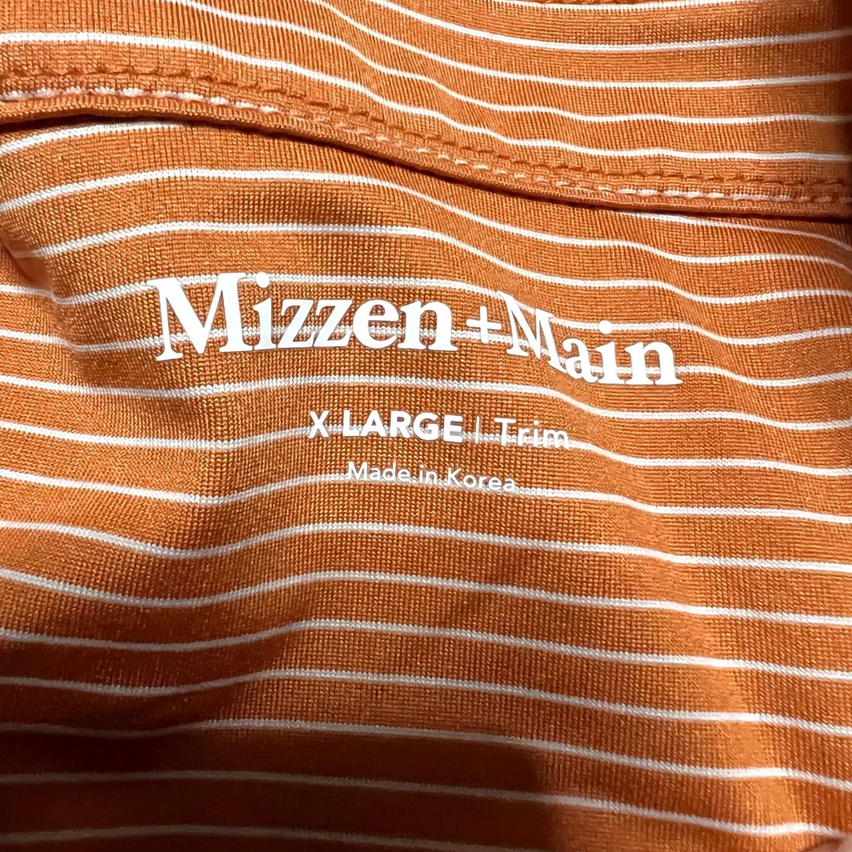 Mizzen+Main Mizzen & Main Polo Shirt Mens XL Orange Striped Short Sleeve Golf Performance Size US XL / EU 56 / 4 - 6 Thumbnail