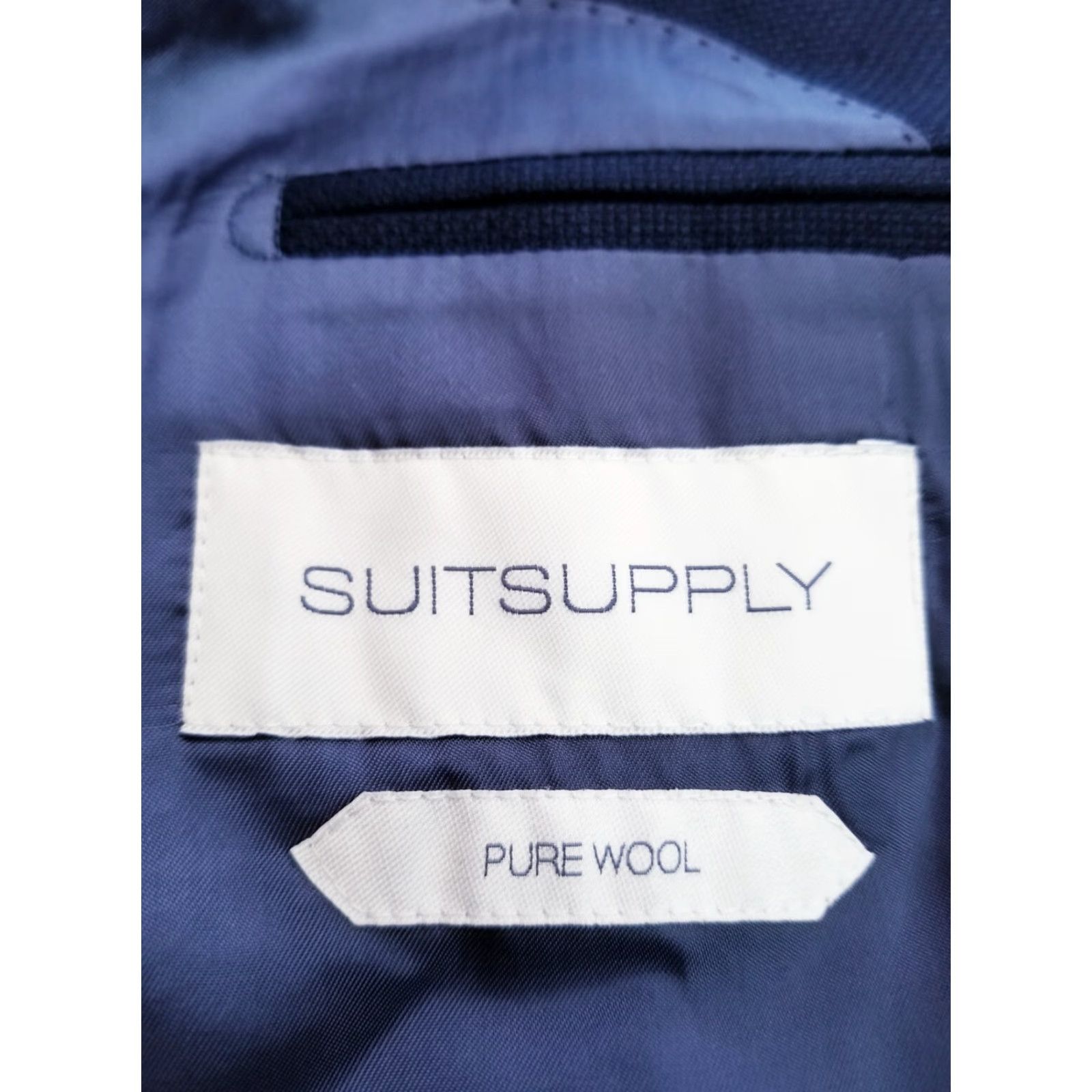 Suitsupply Suitsupply VBC Barberis Hopsack Wool Blazer Jacket Coat 38R Slim Navy Blue Check Two Button Single-Breasted Mens Blazer Size 38R - 2 Thumbnail