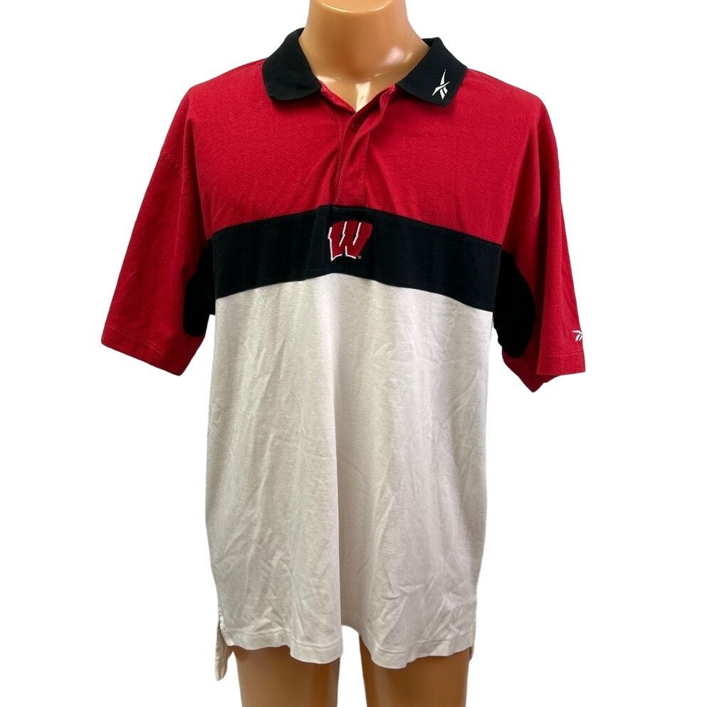 Reebok Reebok Mens XL Badgers PolyCotton Short Sleeve Polo Shirt Size US XL / EU 56 / 4 - 1 Thumbnail