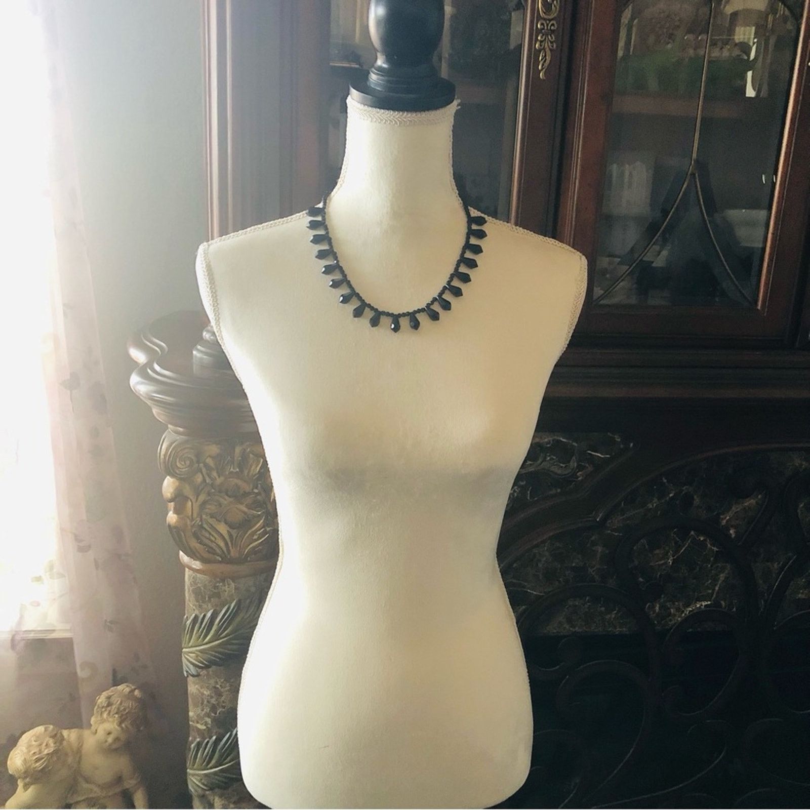 Vintage Vintage 70s-80s faceted black sparkle glass necklace Size ONE SIZE - 7 Thumbnail