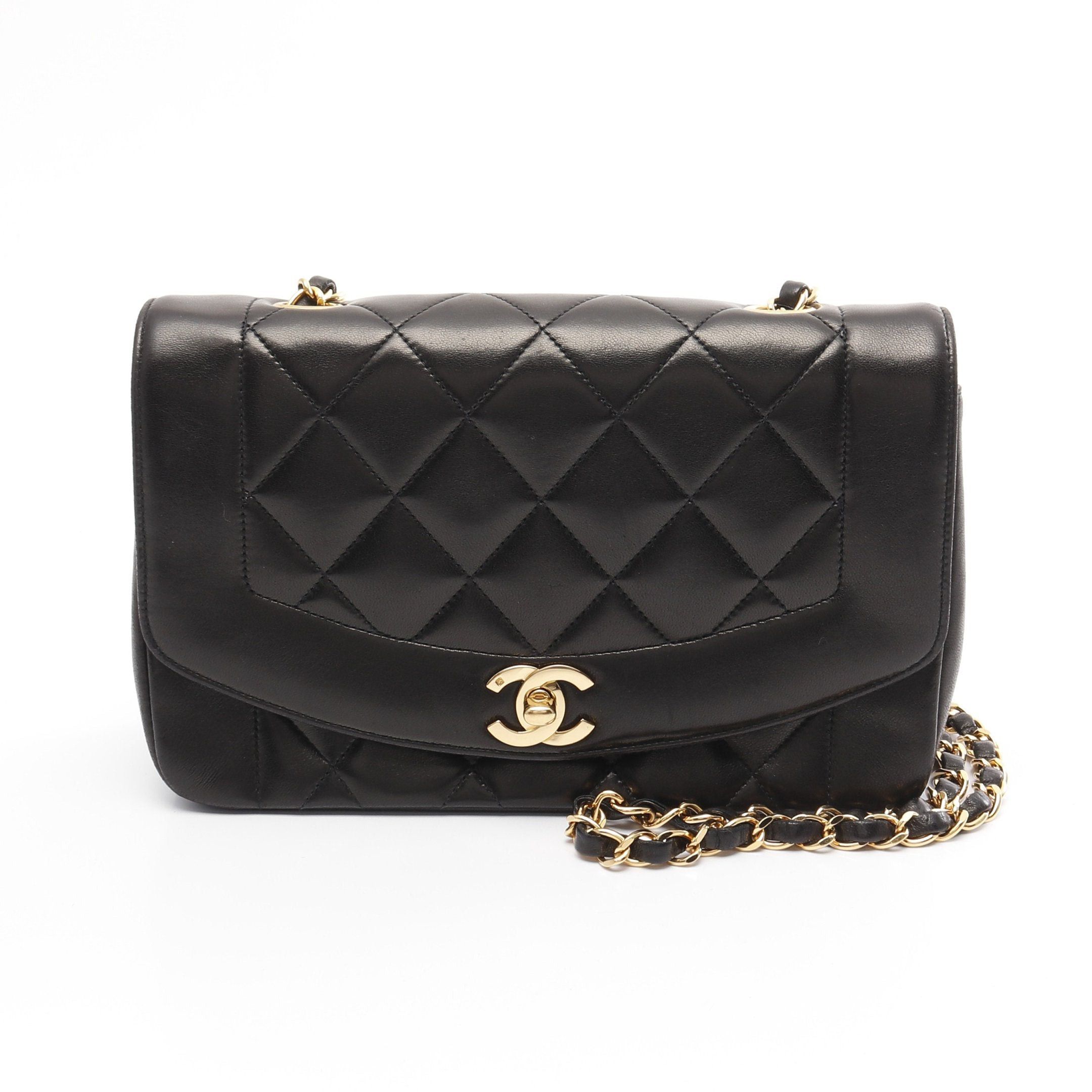 Chanel Chanel Matelasse Diana Flap Chain Shoulder Bag Lambskin Black Gold Hardware Size ONE SIZE - 1 Thumbnail