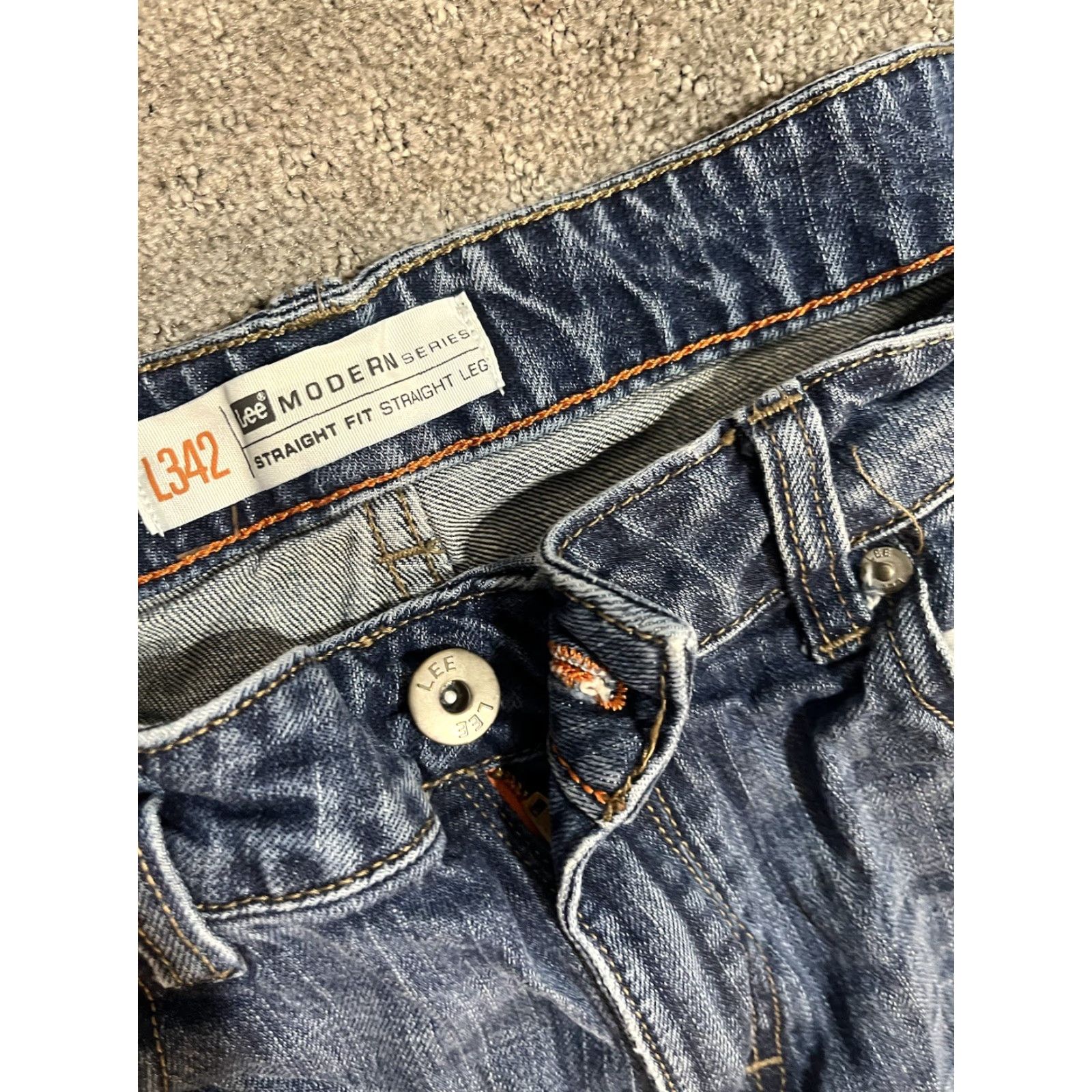 Lee VINTAGE Lee Modern Series L342 Jeans Denim Blue 32x27 Straight Fit 5-Pocket Denim Blue Mens Jeans Size US 32 / EU 48 - 6 Thumbnail