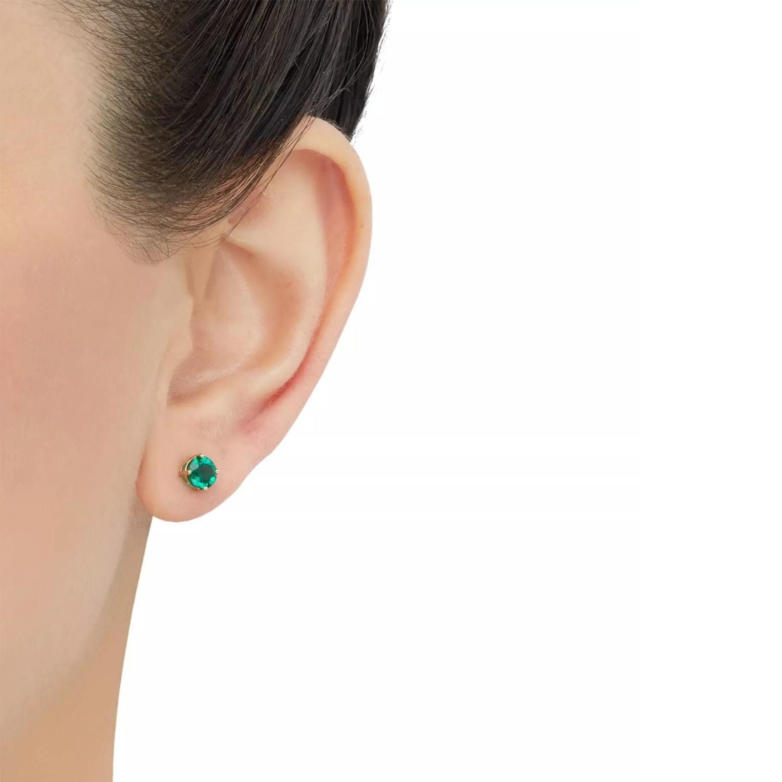 Macys Macy’s Birthstone Stud Earrings in 14k Gold – Emerald Size ONE SIZE - 4 Thumbnail