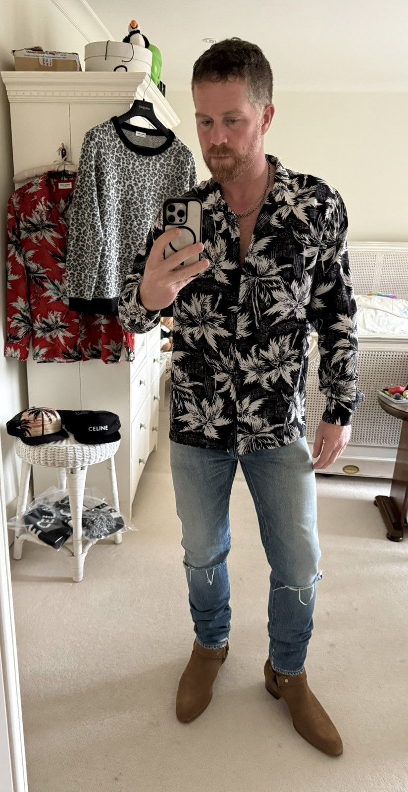 Saint Laurent Paris SS16 Palm Tree Hawaiian shirt 40 | Grailed