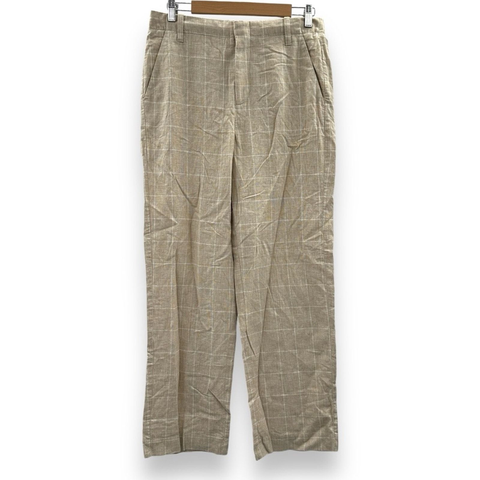 Madewell Madewell Mid-Rise Straight Leg Pants in Plaid Linen Blend Size 28" / US 6 / IT 42 - 3 Thumbnail