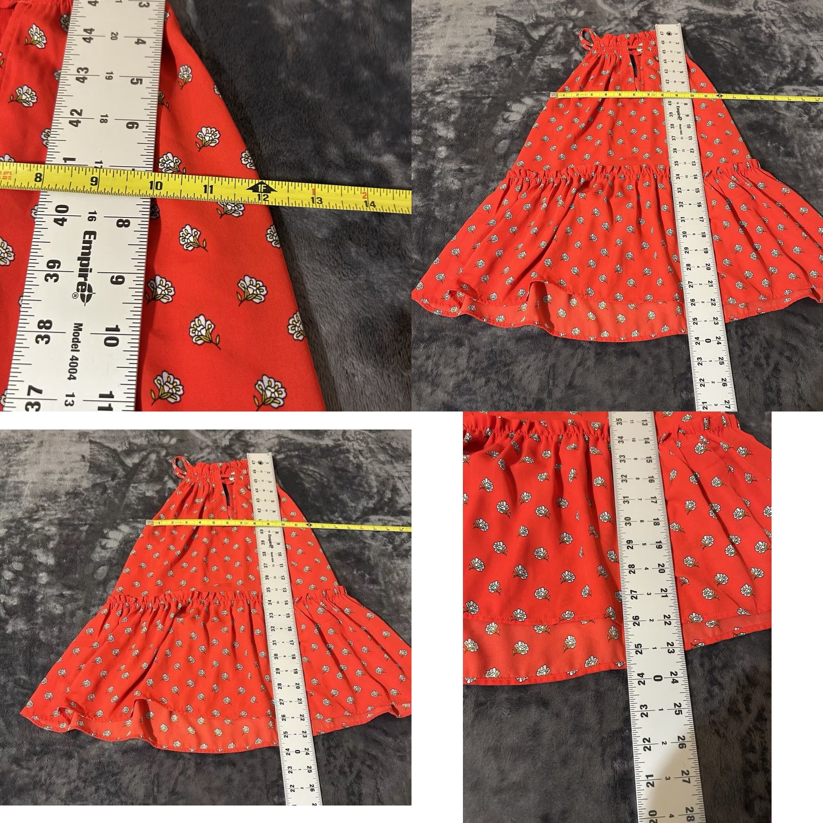 Loft VINTAGE LOFT Peplum Halter Top Blouse XS Red Floral Sleeveless Keyholes Poly Size XS / US 0-2 / IT 36-38 - 9 Thumbnail