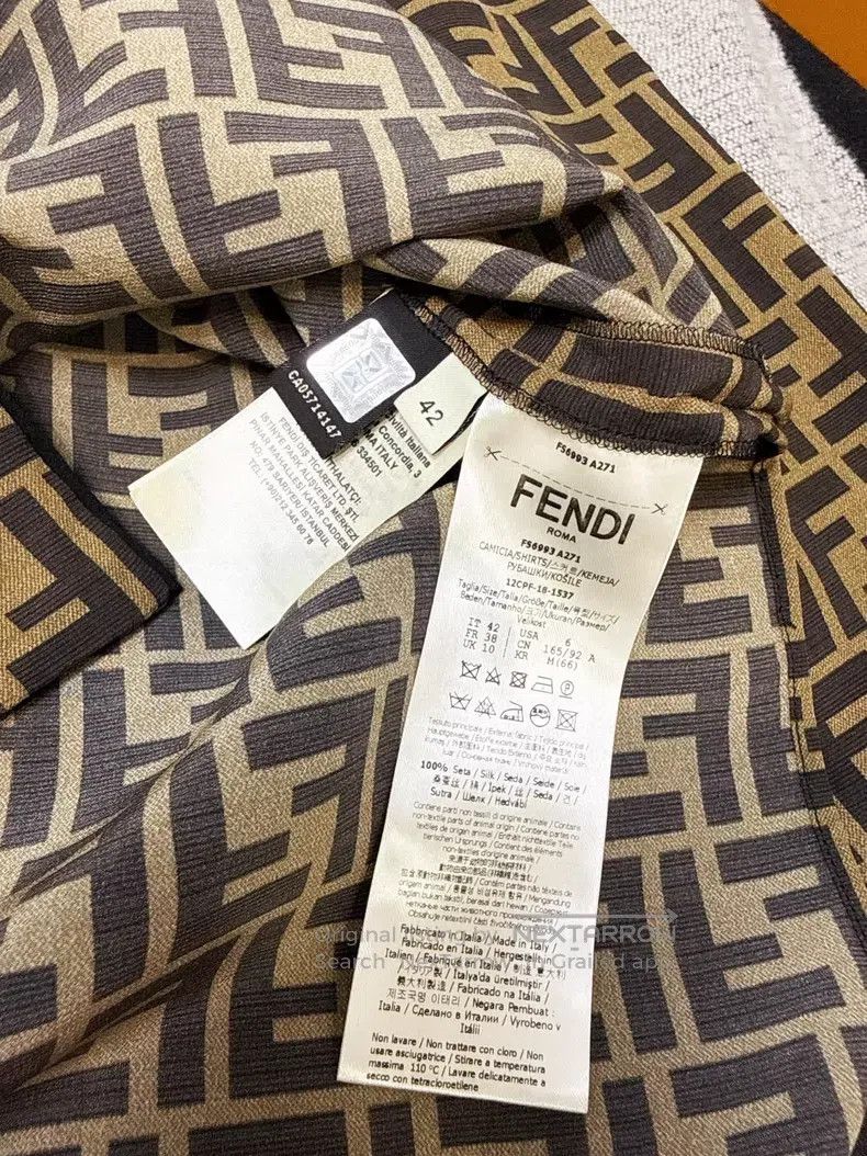 Fendi Fendi Dark Brown Double F Printed Silk Revere Collar Singl Size S / US 4 / IT 40 - 3 Thumbnail