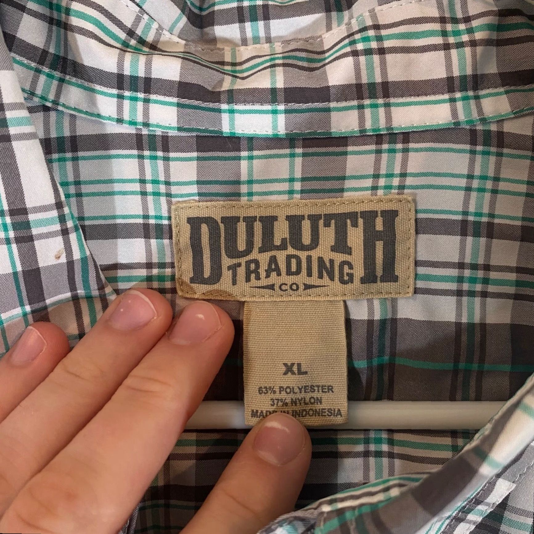 Duluth Trading Company Duluth Trading Co Shirt Mens XL Extra Large Gray White Button Down Long Sleeve Plaid Regular Mens Size US XL / EU 56 / 4 - 3 Thumbnail