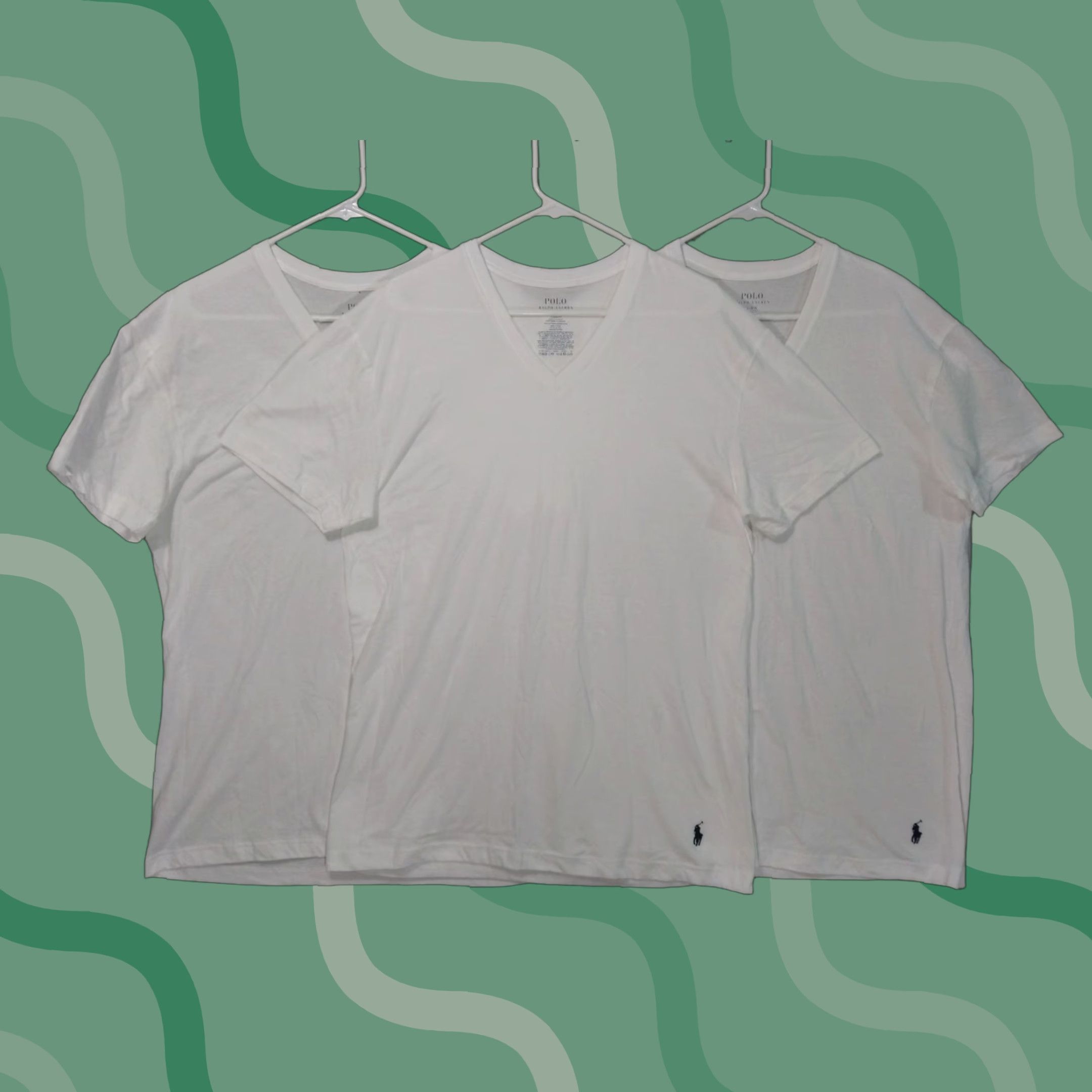 Polo Ralph Lauren Polo Ralph Lauren Shirt Men Large White Classic Fit Short Sleeve V-Neck Lot of 3, Solid, Preppy Size US L / EU 52-54 / 3 - 1 Thumbnail
