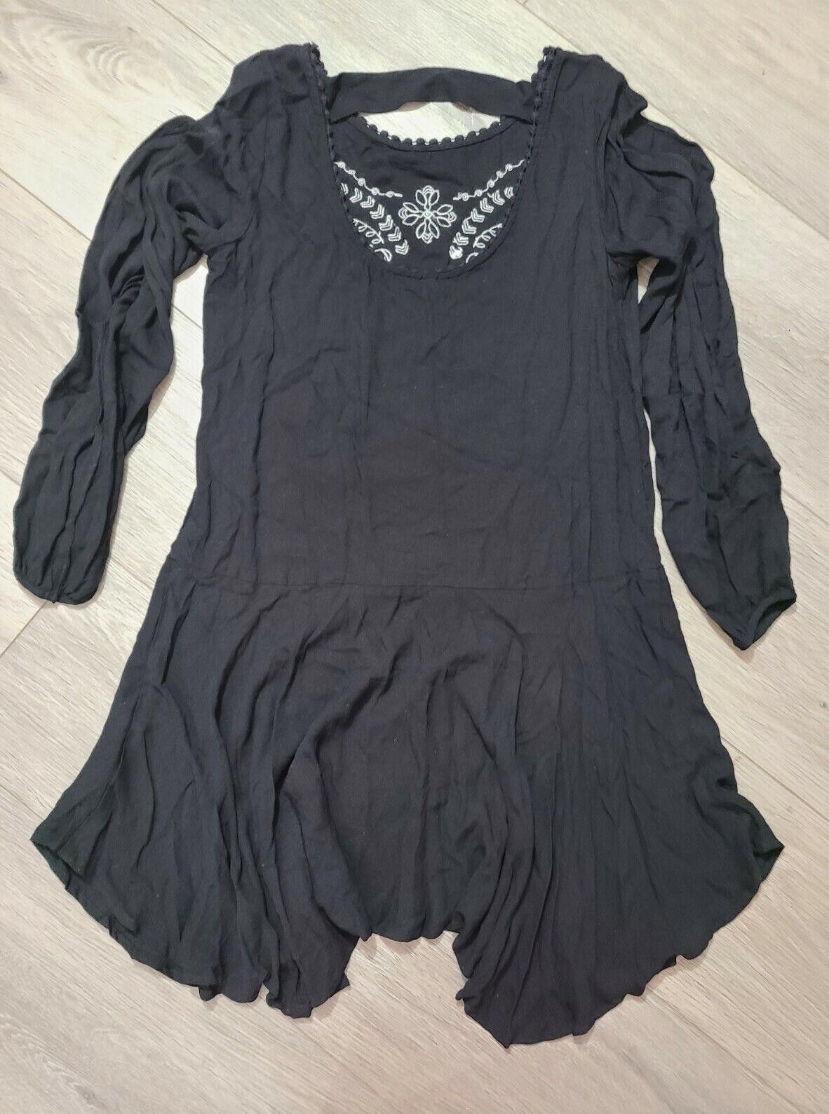 Designer Exhilaration Dress Medium Black White Embroidered Long Size M / US 6-8 / IT 42-44 - 2 Thumbnail