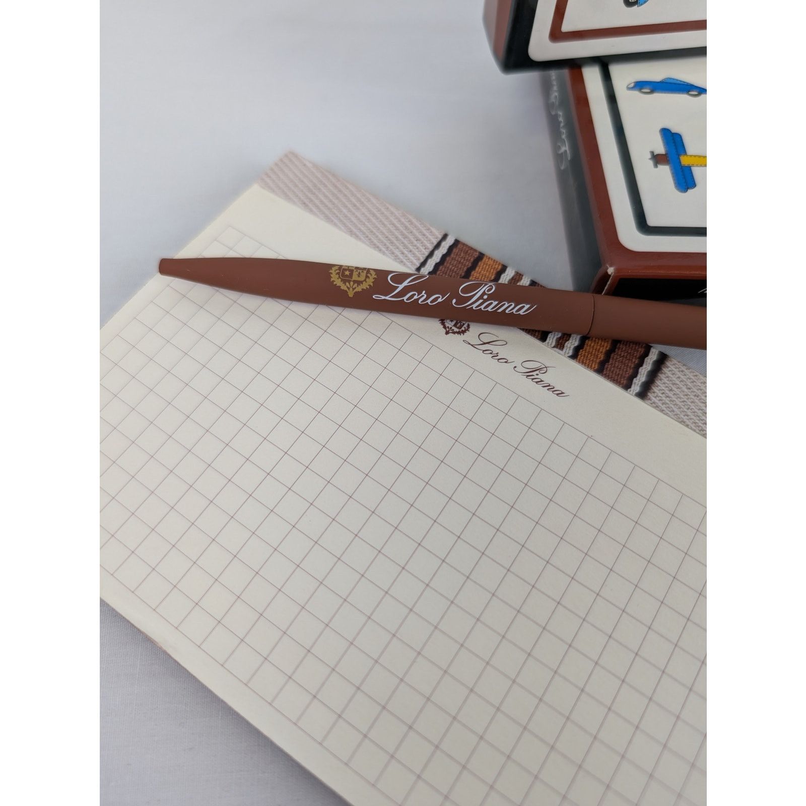 Loro Piana o1rshd1 Size: OS / Stripe canvas pouch Playing Cards Beige Size ONE SIZE - 9 Thumbnail