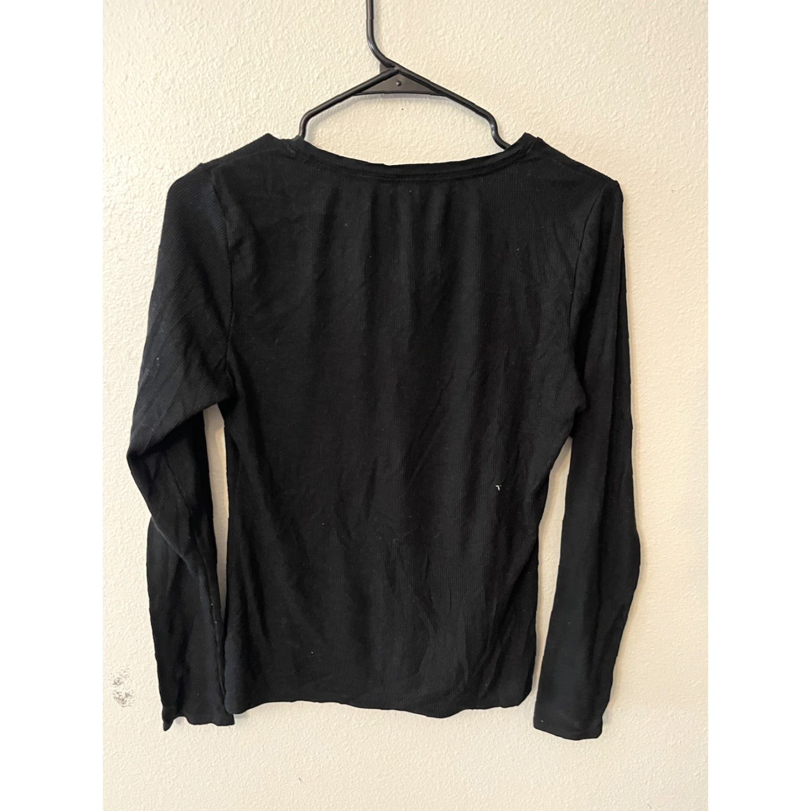 Calvin Klein VINTAGE Calvin Klein Sleep Shirt Women XS Black Henley Long Sleeve Cotton Blend Logo Embroidered Size XS / US 0-2 / IT 36-38 - 2 Thumbnail