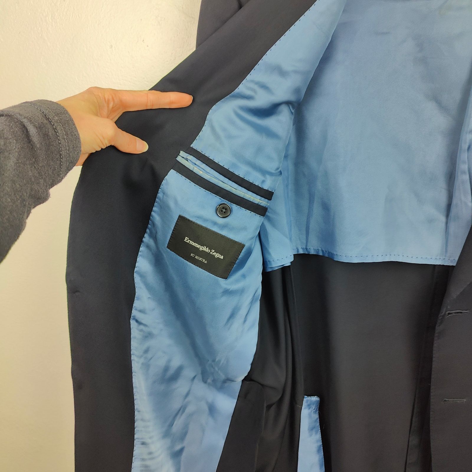Ermenegildo Zegna Ermenegildo Zegna Blazer Mens 46L Navy Blue 100% Wool Size 46L - 7 Thumbnail