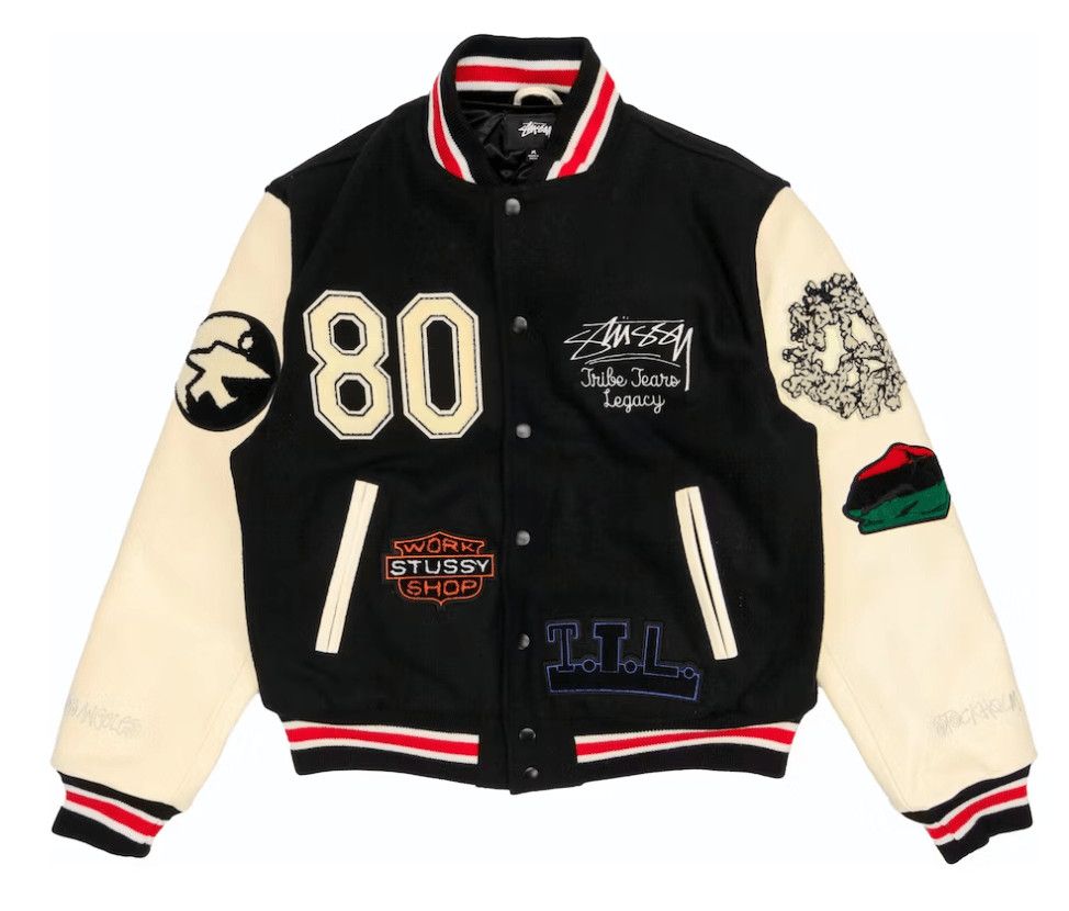 DENIM TEARS x Stussy x Our Legacy TTL Varsity Jacket Black Size US M / EU 48-50 / 2 - 1 Thumbnail