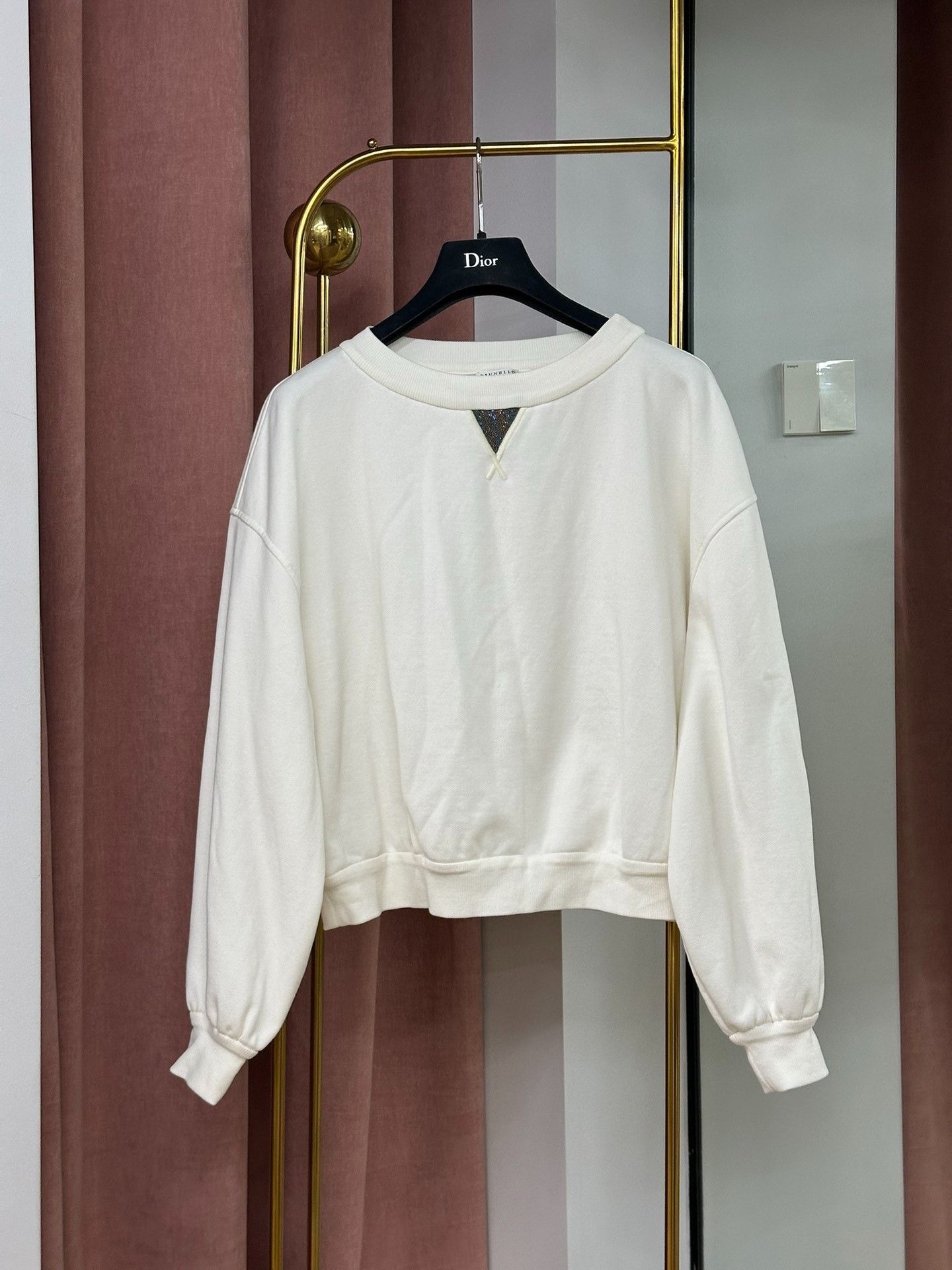 Brunello Cucinelli Brunello Cucinelli White Beaded Sweatshirt Size M / US 6-8 / IT 42-44 - 1 Thumbnail