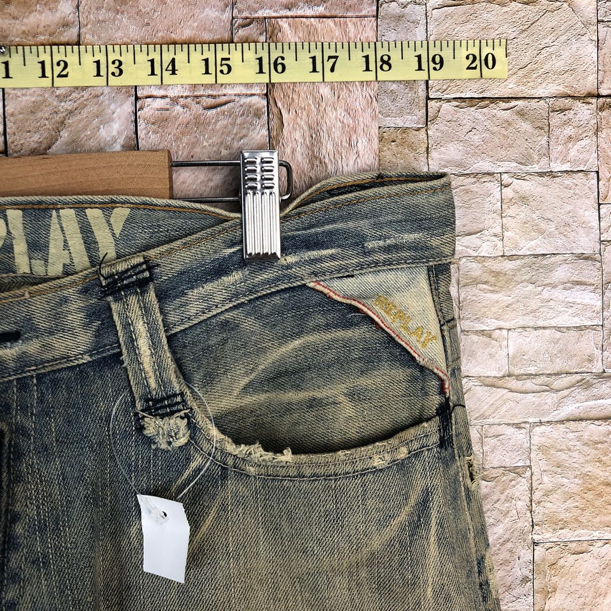 Replay Replay patchwork vintage Blue jeans Denim Pants #A573 Size US 35 - 9 Thumbnail