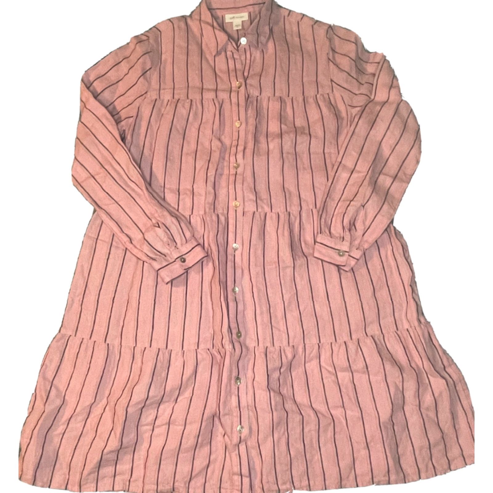 J. Jill Love Linen Stripe Shirt Dress Pink Women\'s XS - stein-coach.com