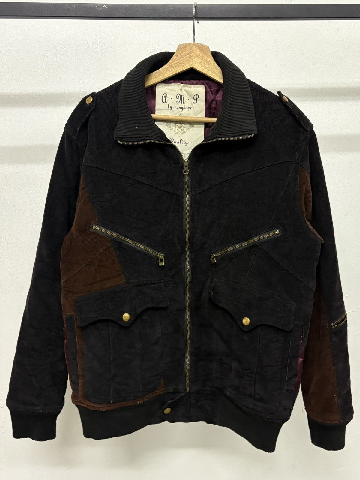 14th Addiction AMP Manydope Corduroy Bomber Issey Miyake Patchwork Style Size US M / EU 48-50 / 2 - 1 Thumbnail