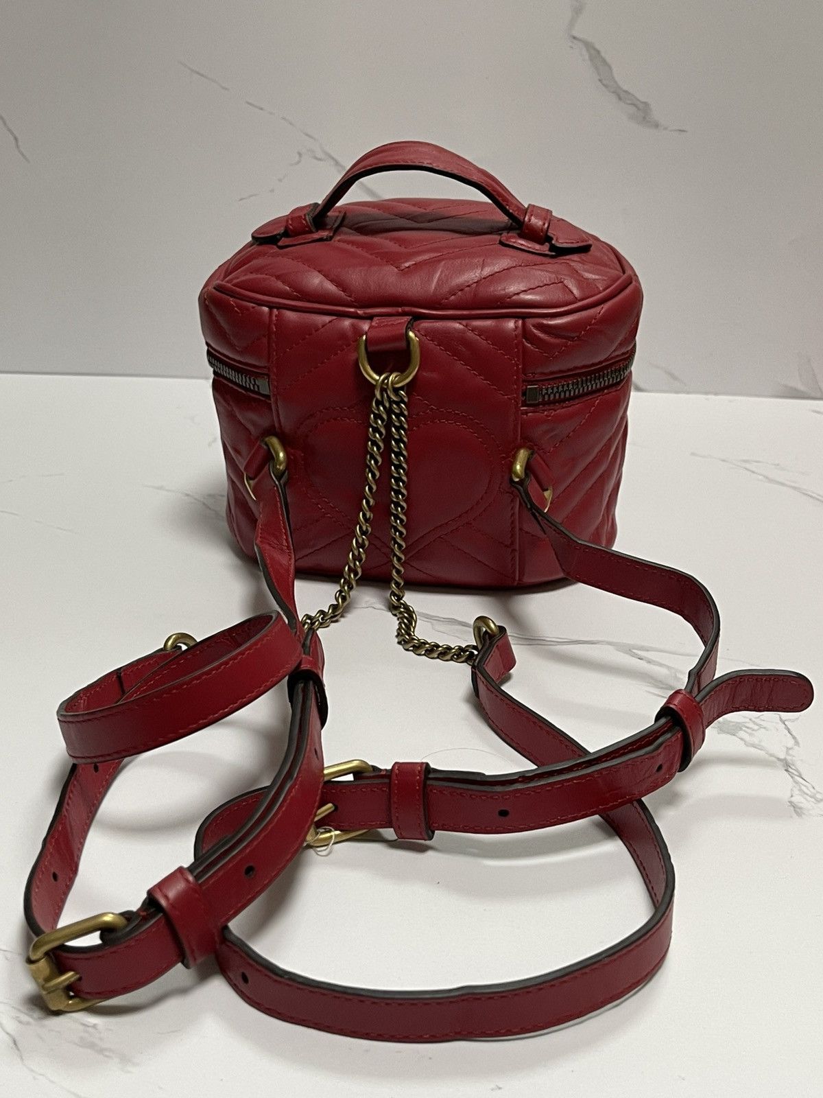 Gucci Gucci Leather Marmont Mini Backpack Size ONE SIZE - 8 Thumbnail