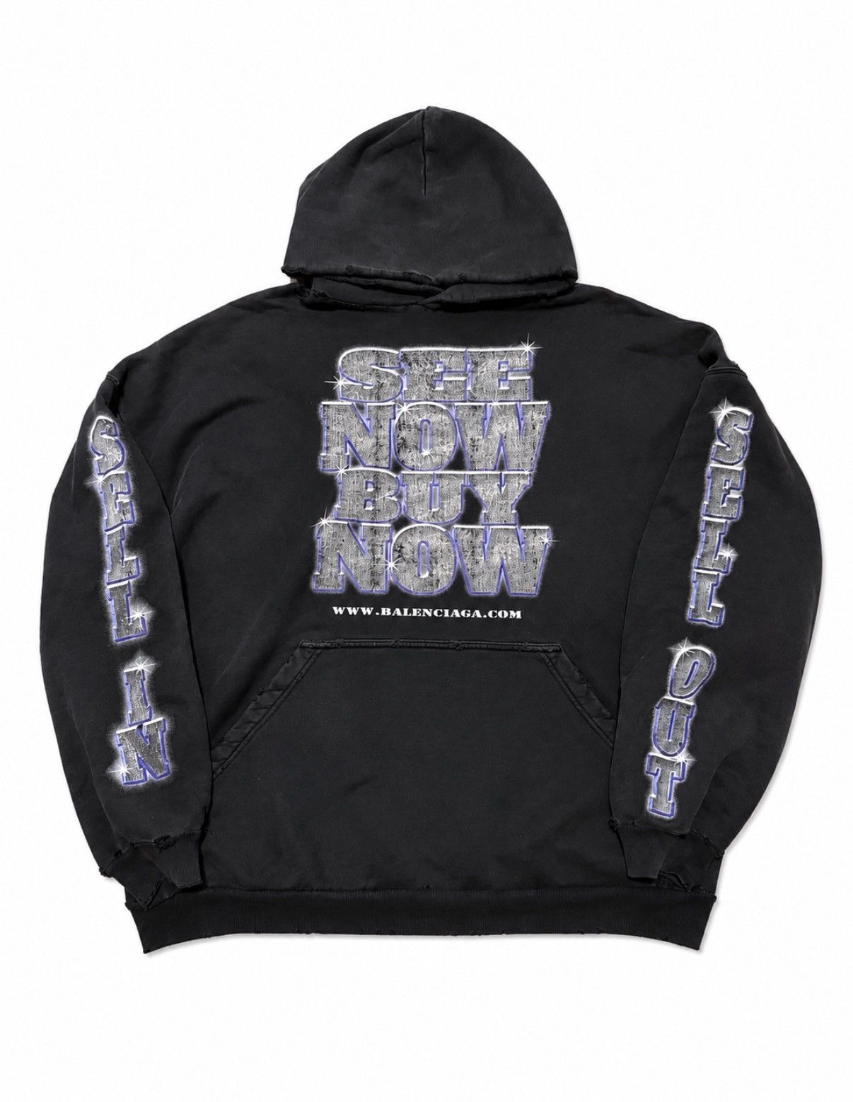 Balenciaga Balenciaga See Now Buy Now Distressed Hoodie Size US M / EU 48-50 / 2 - 1 Thumbnail