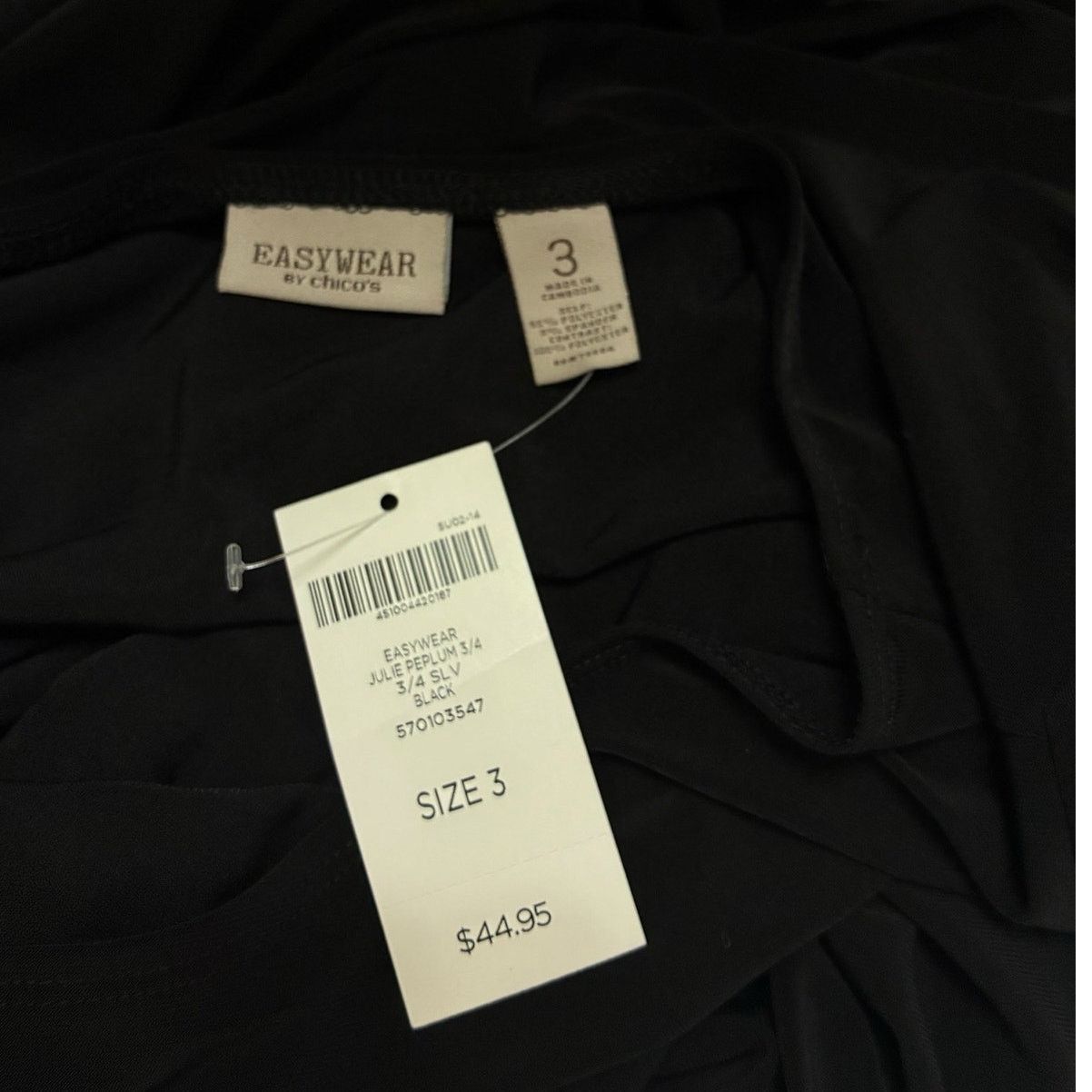 Chicos Chico's Easywear Julie peplum 3/4" sleeve top NWT Size XXL / US 16-18 / IT 52-54 - 7 Thumbnail