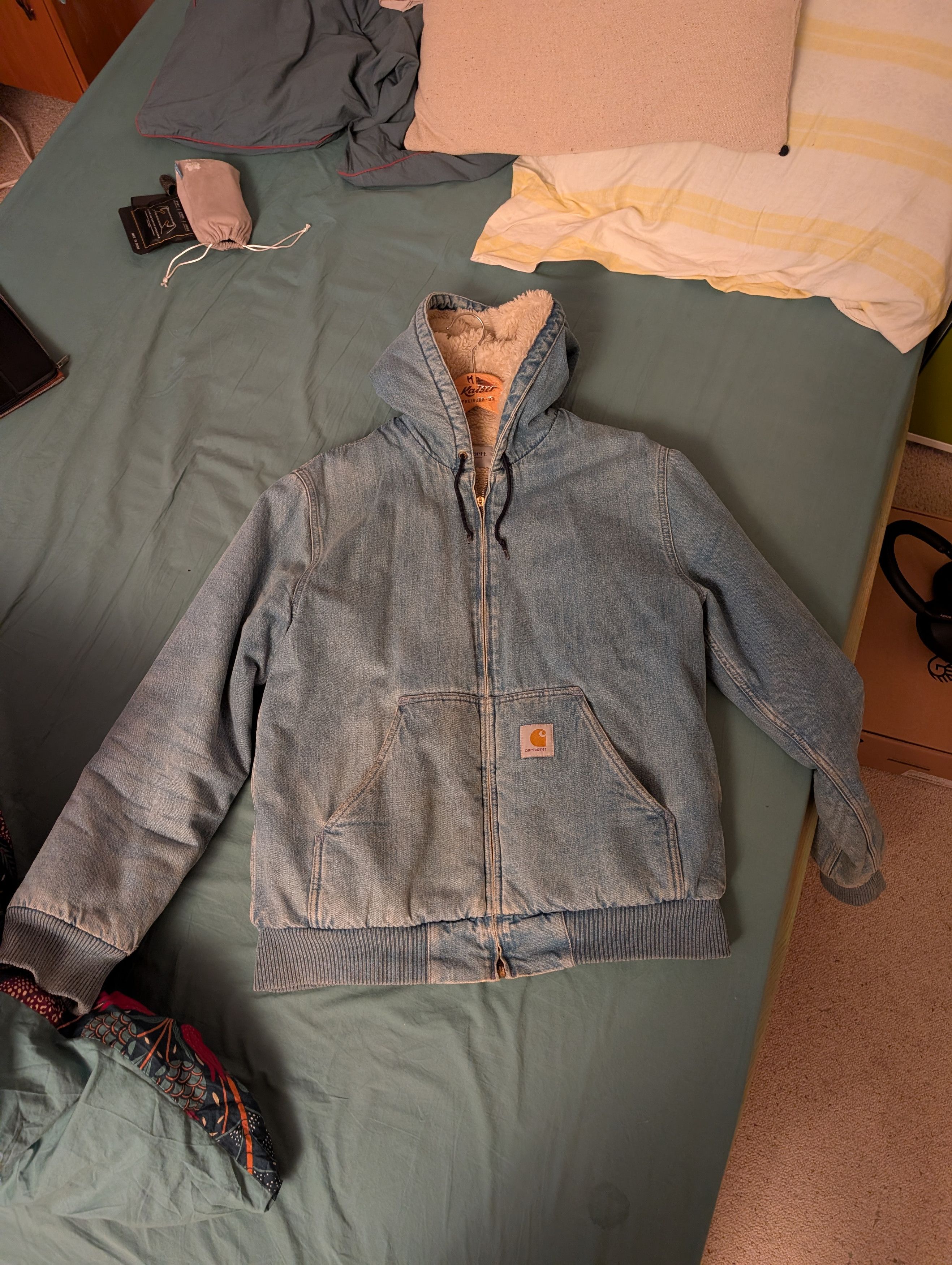 Carhartt Wip Carhartt WIP Active Jacket - Stonewashed Denim Sherpa Lined Size US M / EU 48-50 / 2 - 1 Thumbnail