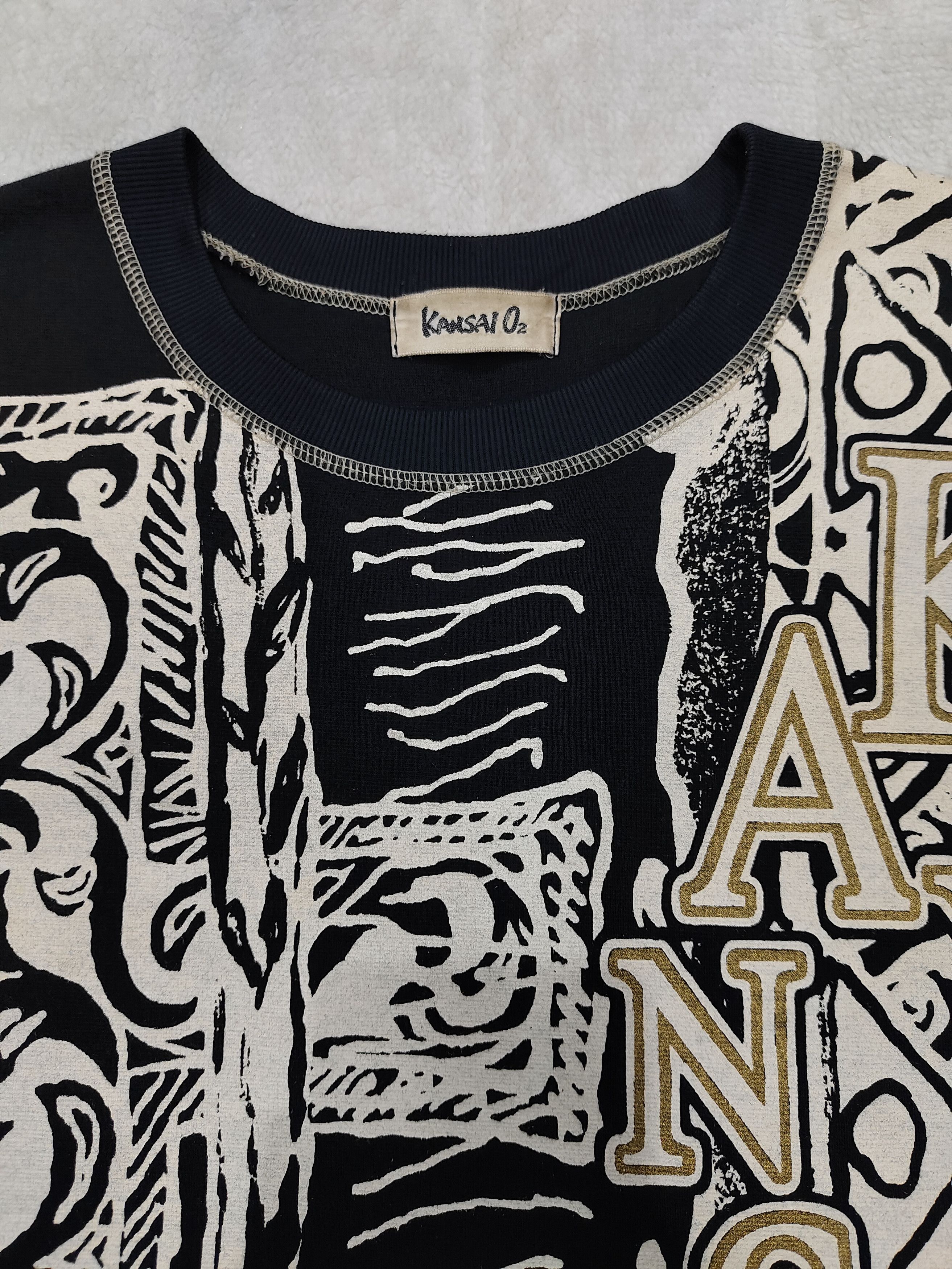 Kansai Yamamoto DOPE🔥Vtg Kansai O2 Unicorn Art Gold Print Tshirt Size US L / EU 52-54 / 3 - 5 Thumbnail