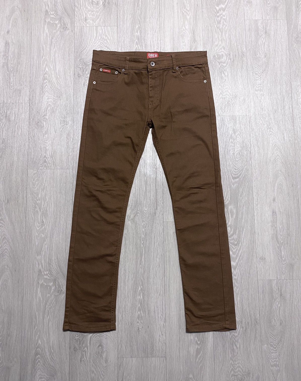 Obey Propaganda Brown Stretch Cotton Casual Trousers Pants