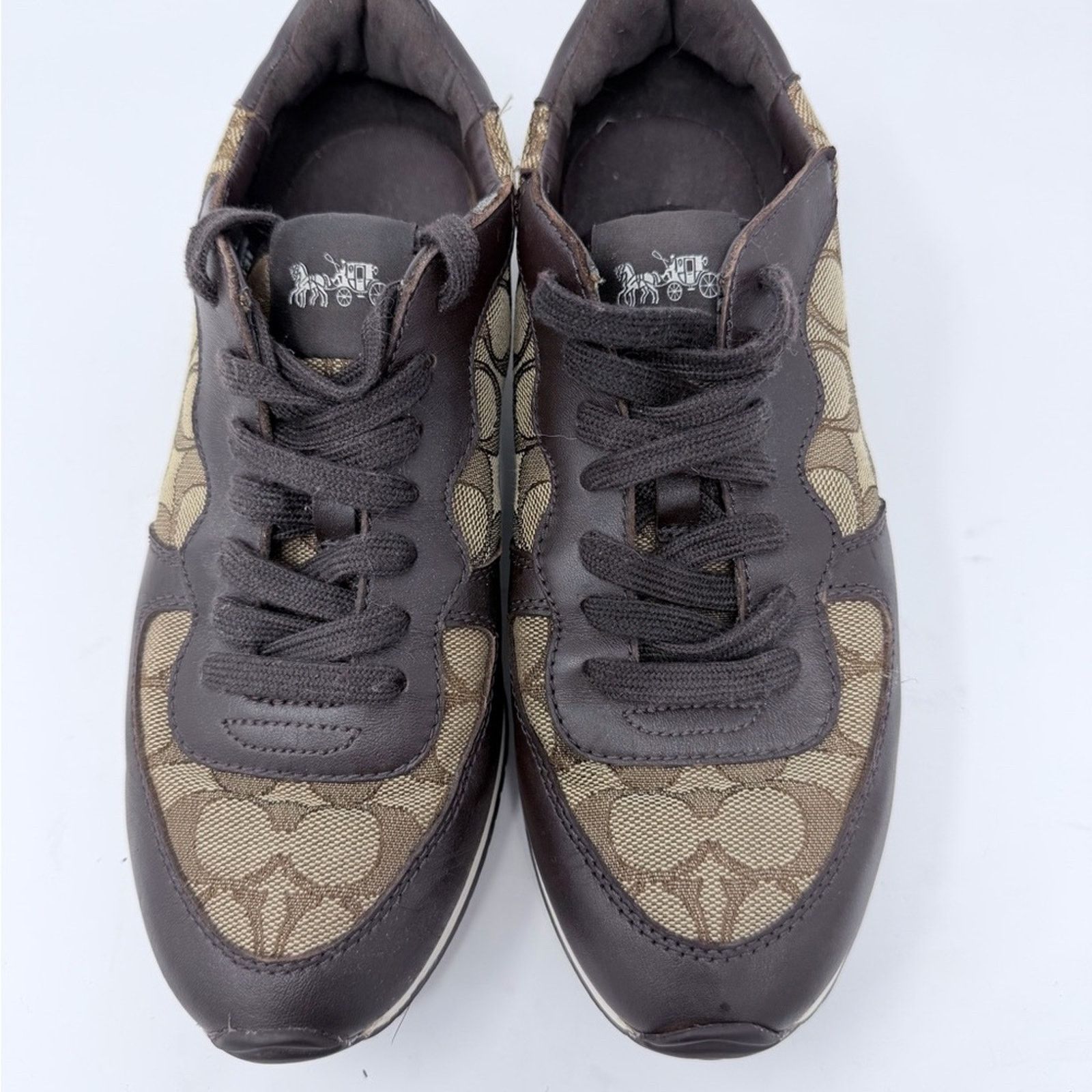 Coach Coach Farrah Signature Jacquard Brown Tan Sneakers size 8,5 Size US 8.5 / IT 38.5 - 2 Thumbnail