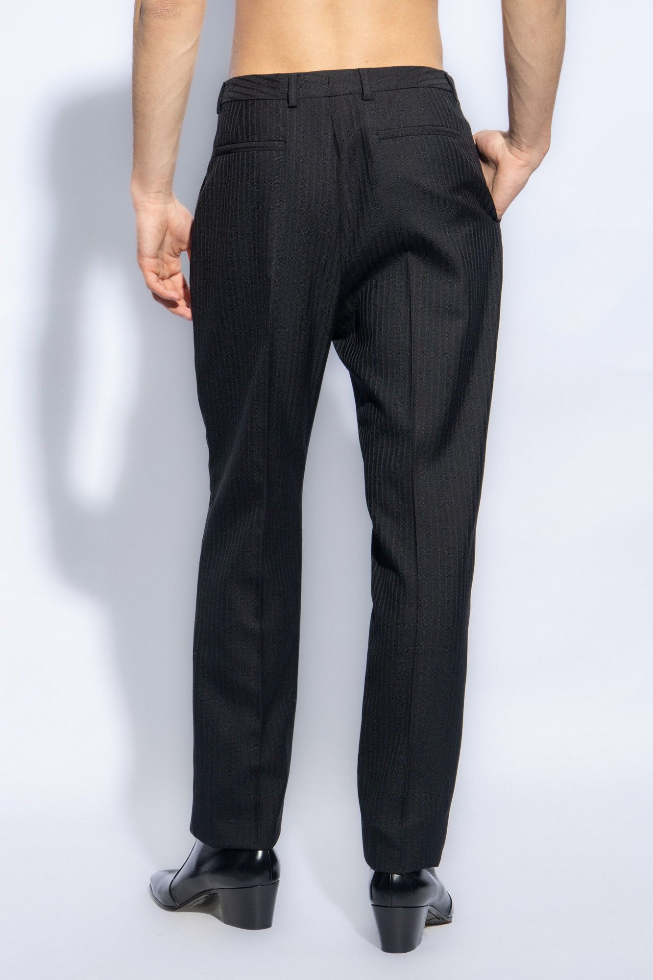 Saint Laurent Paris o1s1wg111124 High-Waisted Tuxedo Pants Raised-Stripe Wool Size US 36 / EU 52 - 4 Thumbnail