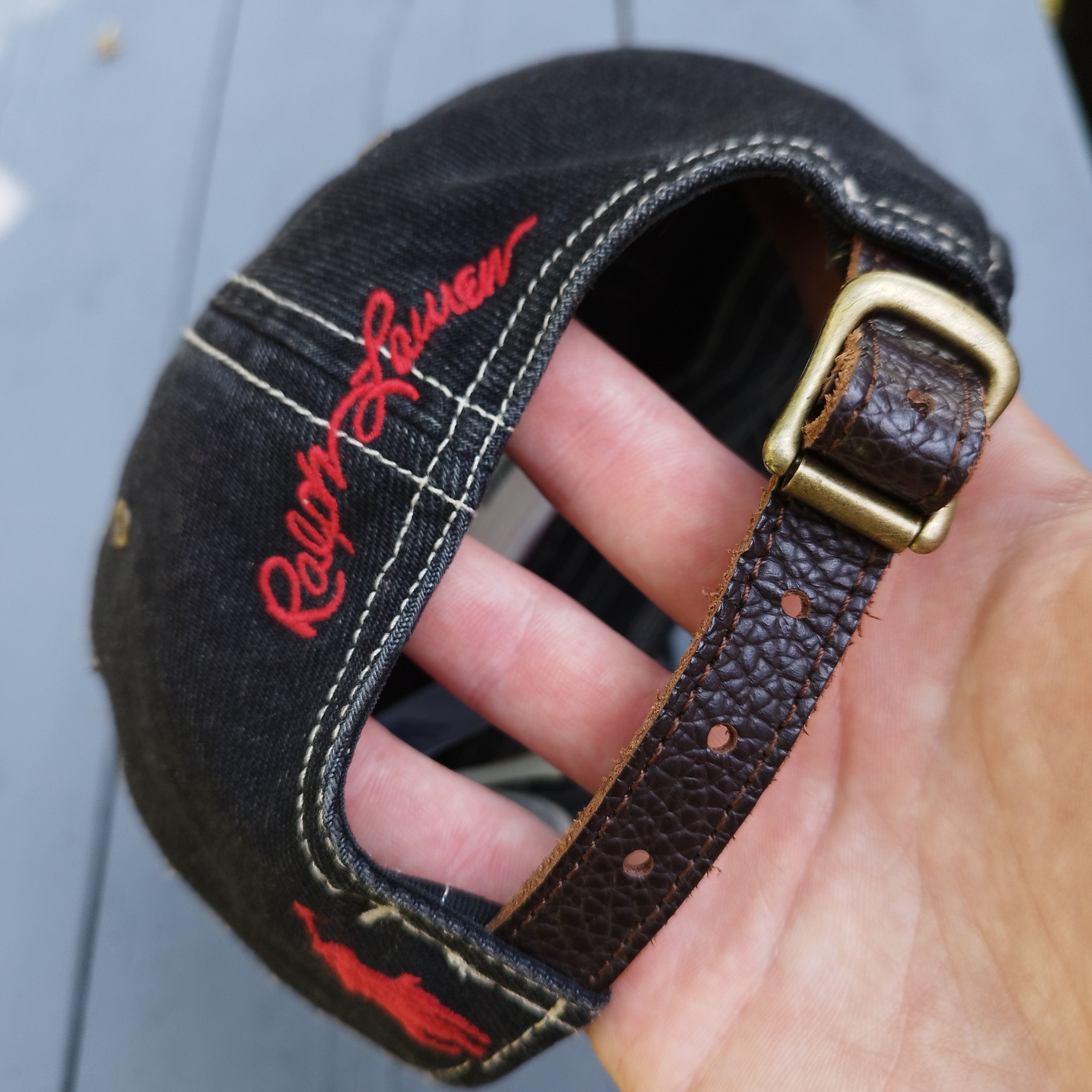 Polo Ralph Lauren Vintage Polo Ralph Lauren USA Flag Denim Cap Leather Strap Size ONE SIZE - 6 Thumbnail