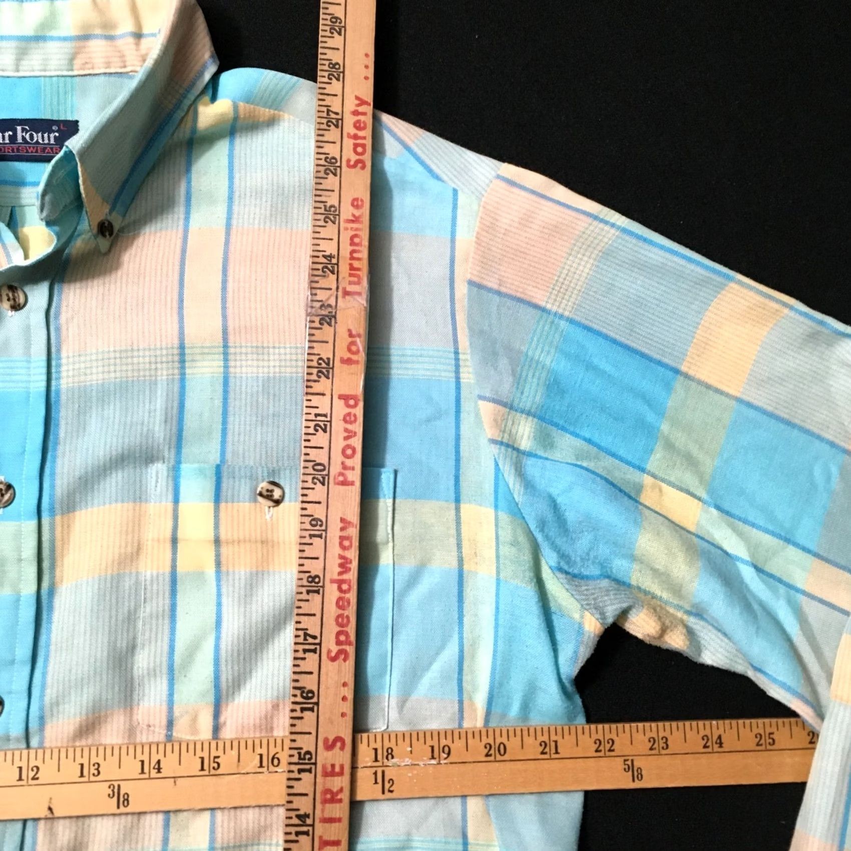 Vintage VINTAGE Par Four Sportswear Button-Up Shirt Men Large Short Sleeve Blue Yellow Size US L / EU 52-54 / 3 - 3 Thumbnail