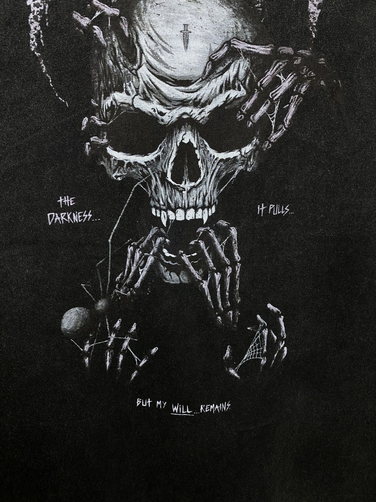 Vintage 💀 Vintage Y2K Faded The Darkness It Pulls Skull Death tee Size US XL / EU 56 / 4 - 5 Thumbnail