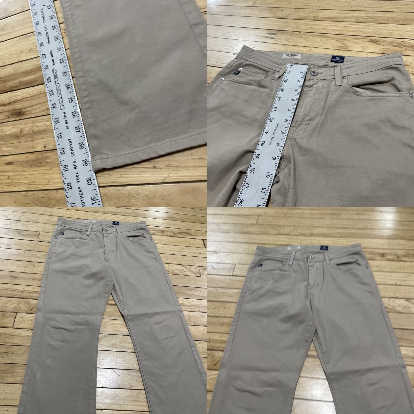 Vintage AG Adriano Goldschmied Pants Men 32x30 The Protege Relaxed Straight Leg Pant khaki Solid 5-Pocket Design Button Zip Stretch Casual Workwear 32 Mens Size US 32 / EU 48 - 9 Thumbnail