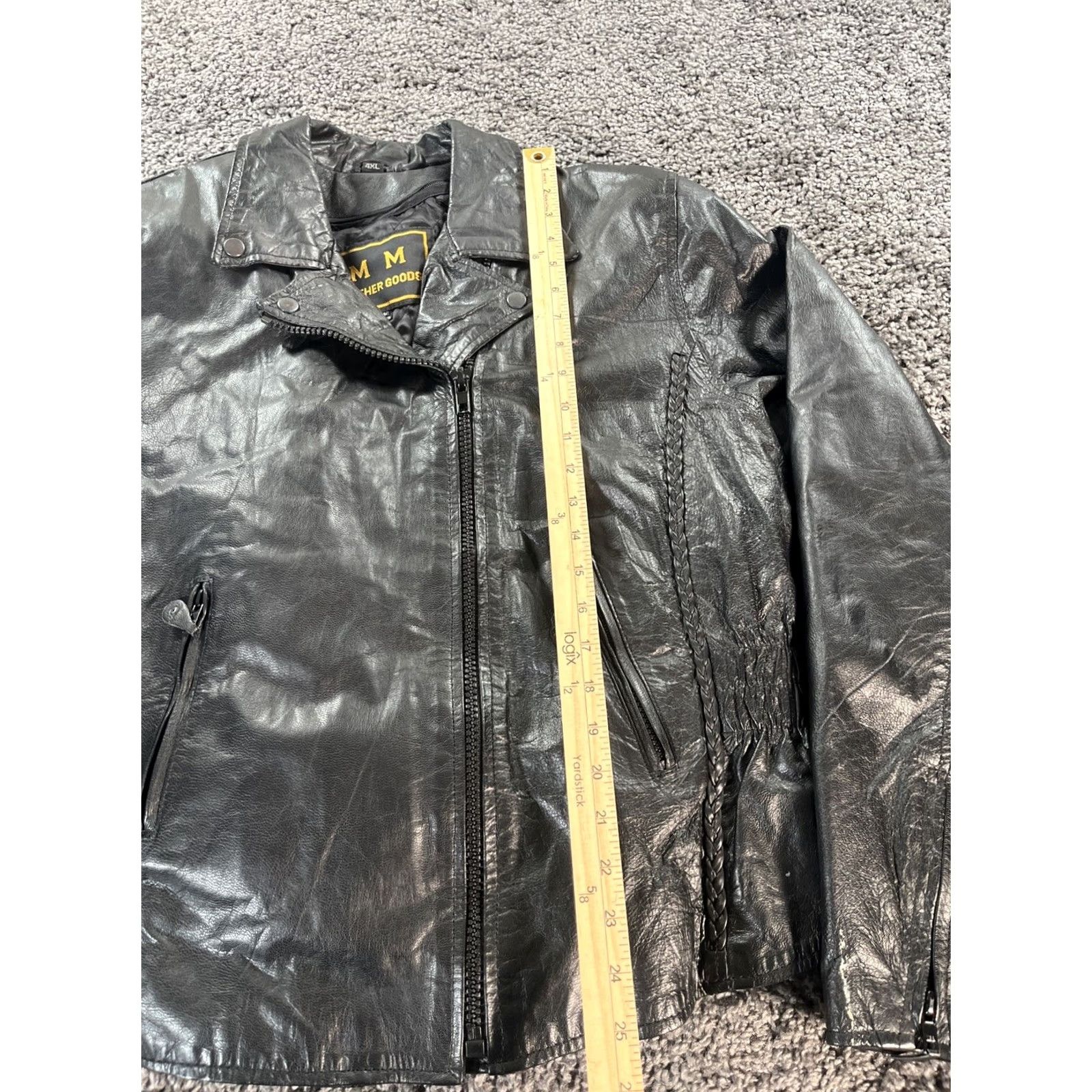 Vintage VINTAGE MM Leather Goods Leather Jacket Mens XL Black Full Zip 90s Bomber Jacket Mens XL Black Size US XL / EU 56 / 4 - 2 Thumbnail