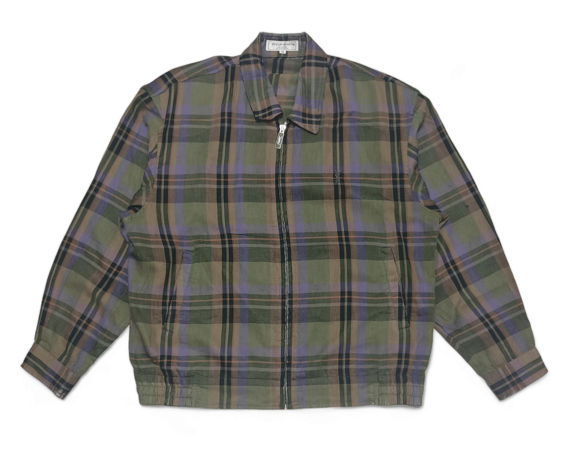image of Vintage YVES Saint Laurent YSL Tartan Full Zip Light Jacket, Men's (Size Medium)